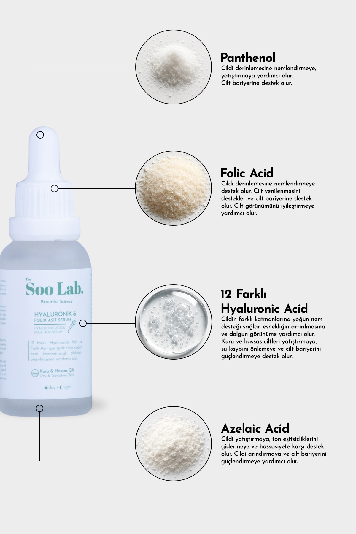 Kuru ve Hassas Ciltler için Hyaluronic Acid Serum | 30 ml — 8684824382034 — تصویر 2 از 5