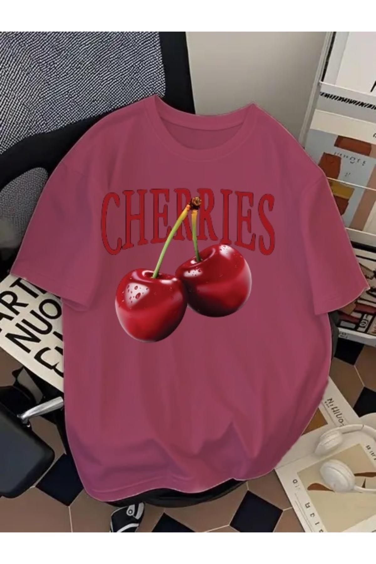EQİ Cherries Baskılı Oversize T-Shirt