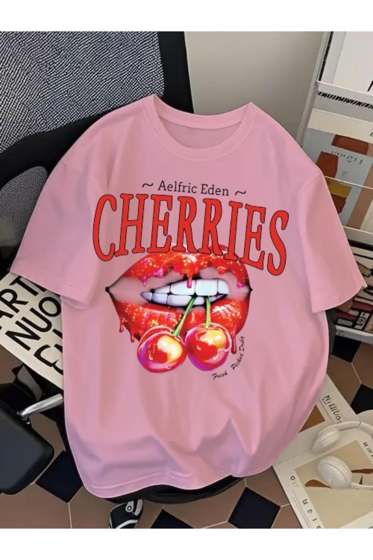 EQİ Cherries Baskılı Oversize T-Shirt