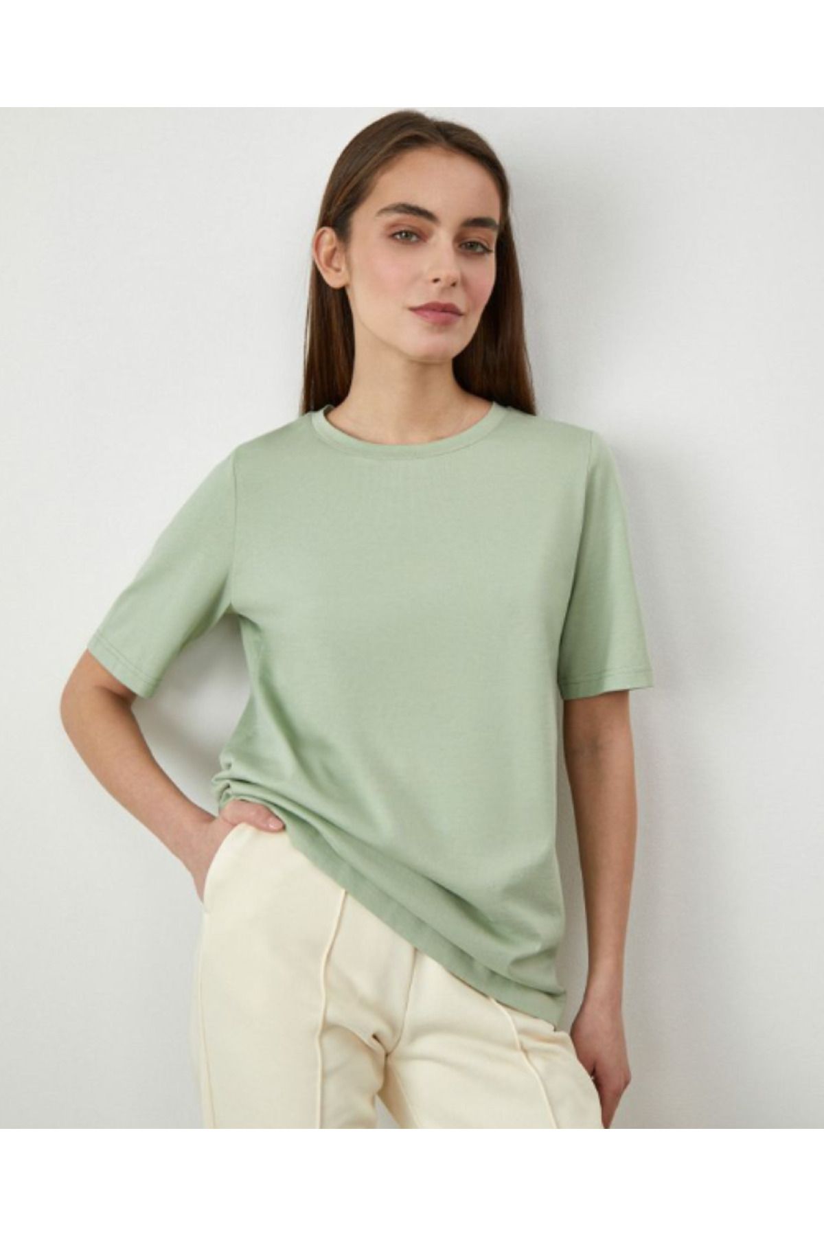 ModaDeniz Gri Oversize Basic Pamuklu Rahat kesim T-shirt