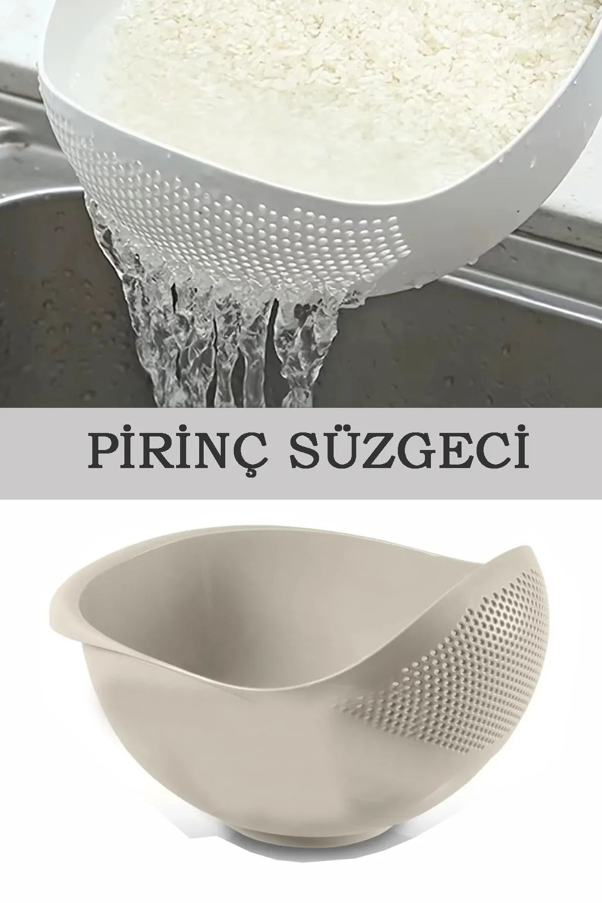 MEDKA LIFE Pirinç Süzgeci 1 Litre Medka- Kulplu Bakliyat Yıkama Süzme Pratik Ölçülü Süzgeç