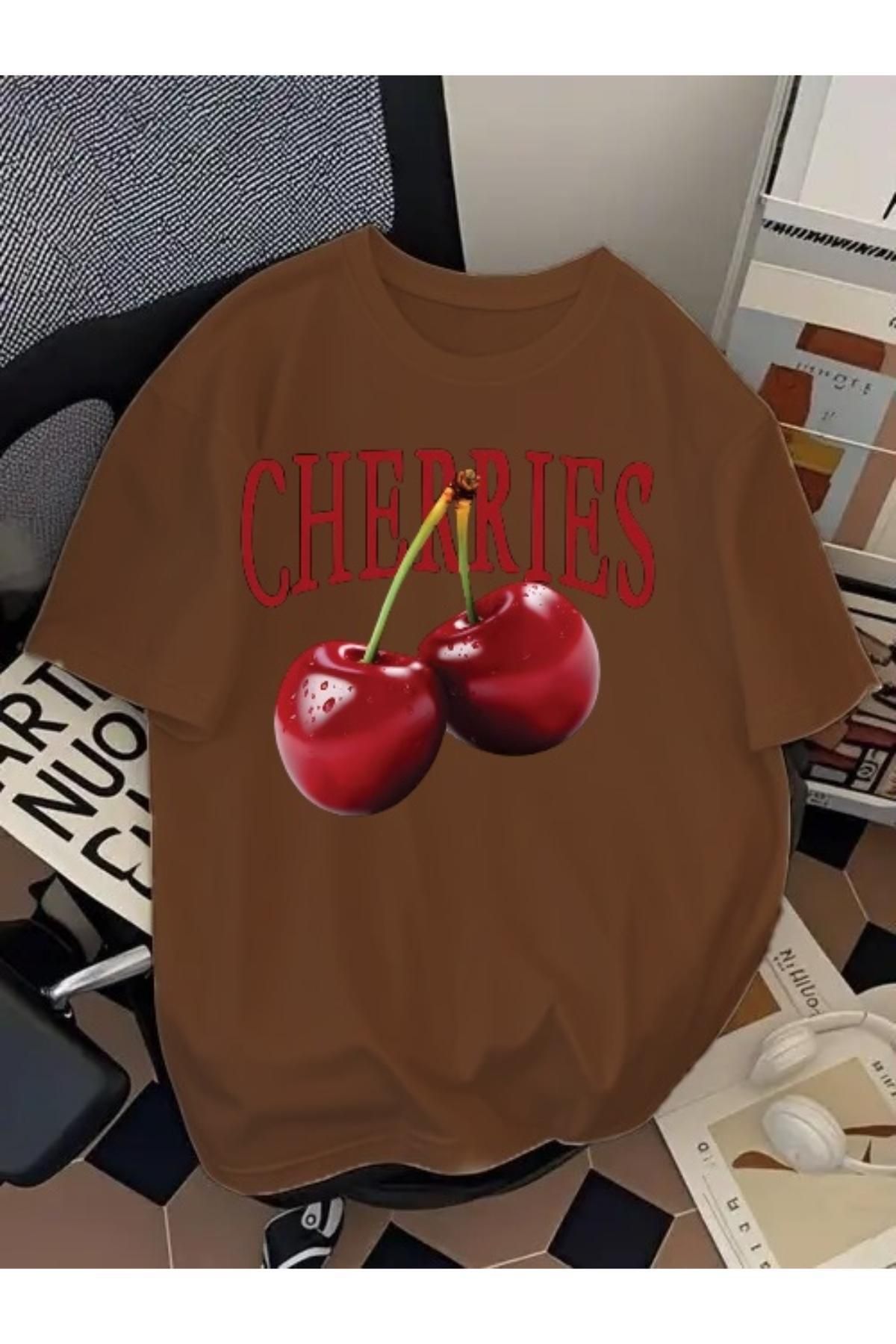 EQİ Cherries Baskılı Oversize T-Shirt