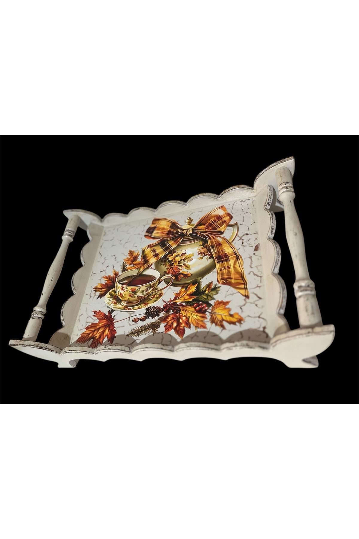 bygdesign Eskitme Efektli Ayaklı tepsi ( handmade )