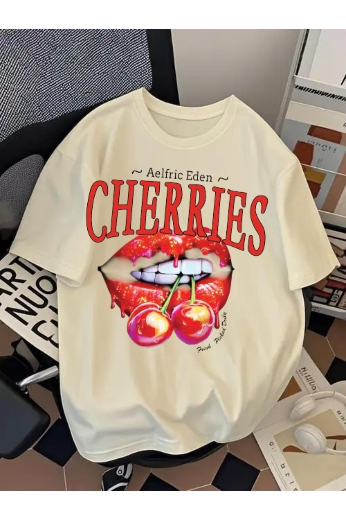 EQİ Cherries Baskılı Oversize T-Shirt