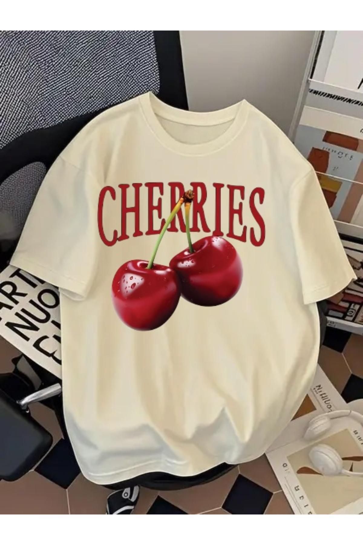 EQİ Cherries Baskılı Oversize T-Shirt