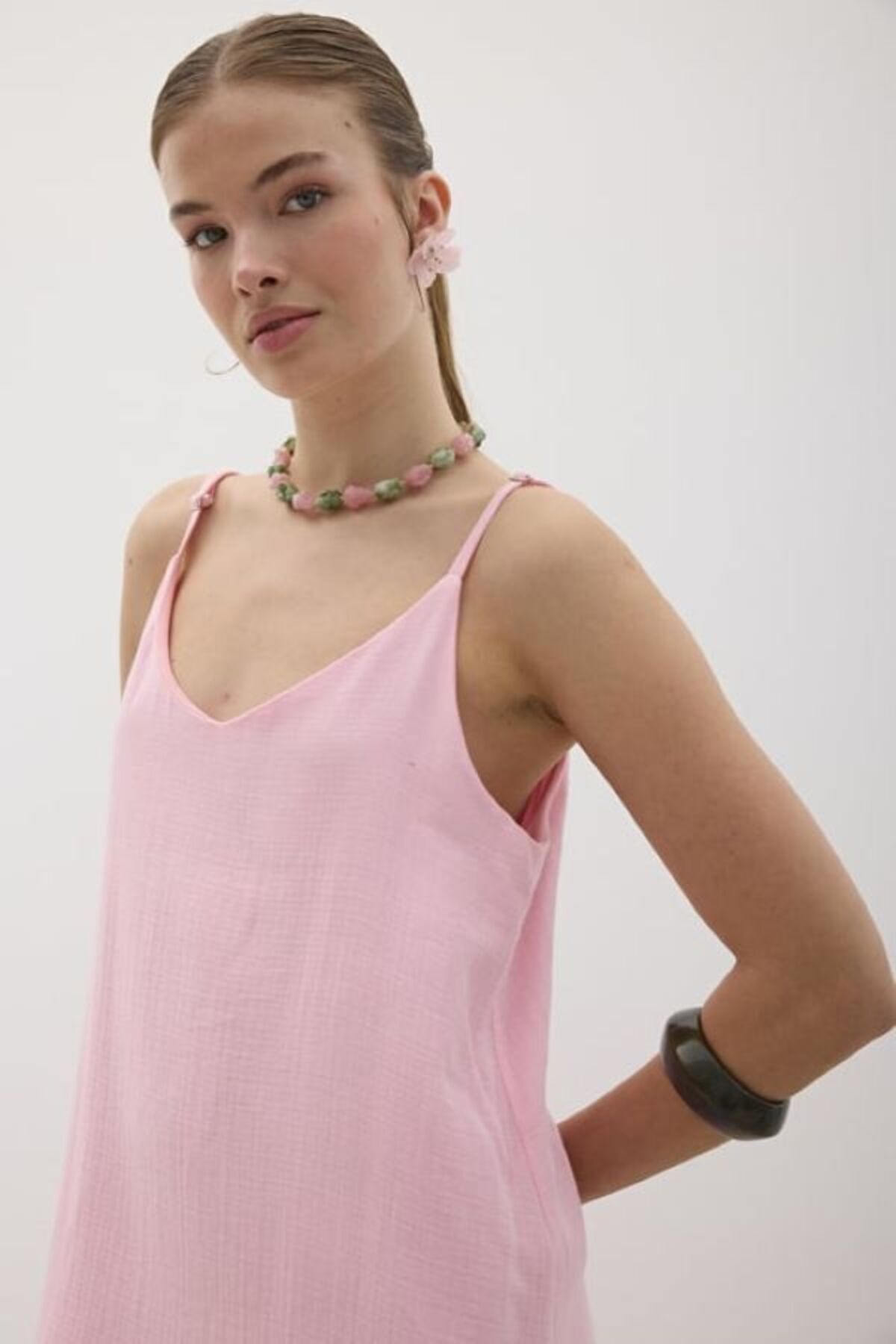 LEVURE Askı Ayarlı Oversize Müslin Elbise