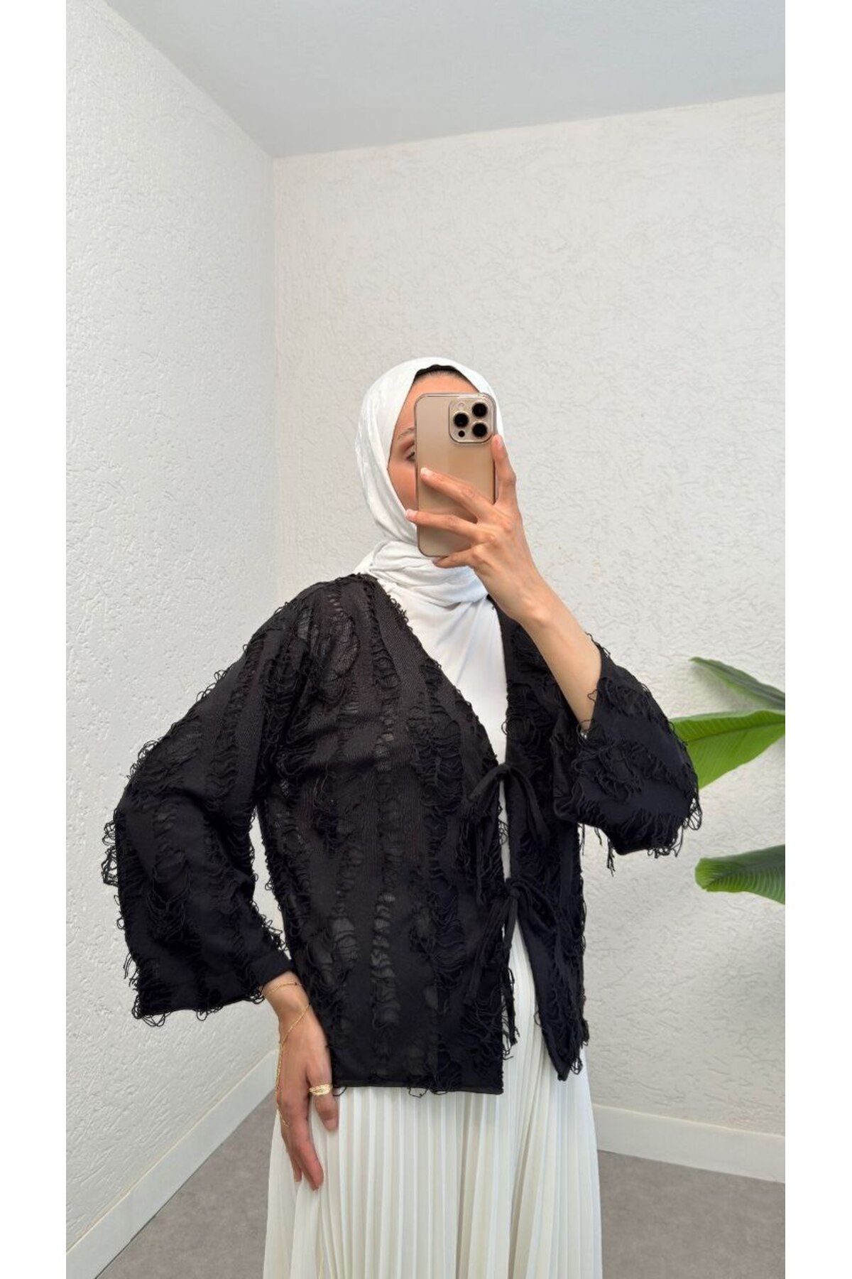 BisuModa SAKALLI JAKAR KUMAŞ BAĞLAMALI KİMONO
