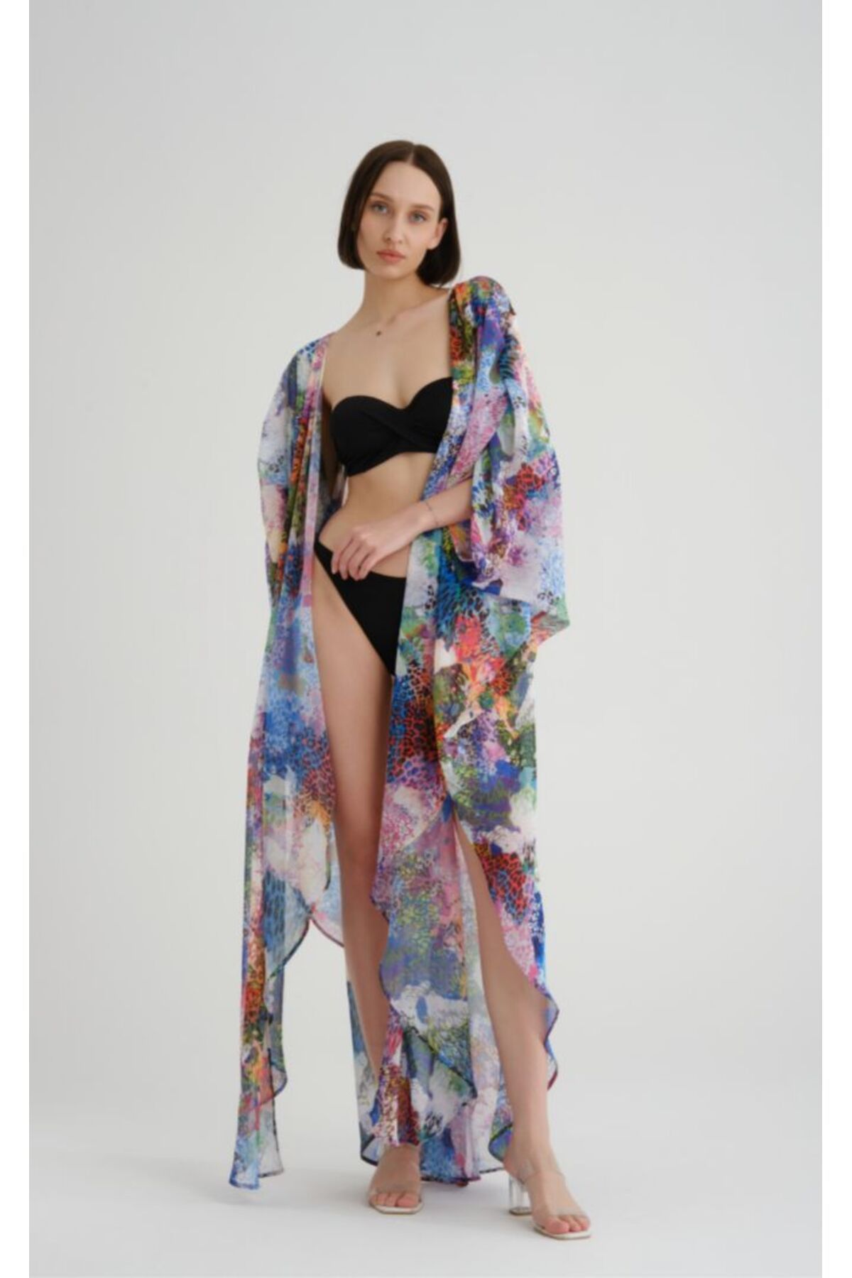 MODAGK Helen Tül Uzun Pareo Kimono Kaftan Plaj Giyim
