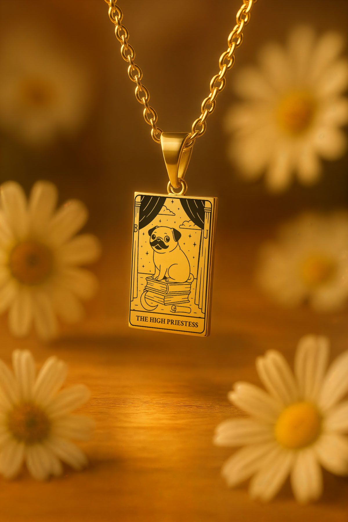ArtinArt The High Priestess - Azize Köpek Tarot Kart | 316L Çelik Kolye