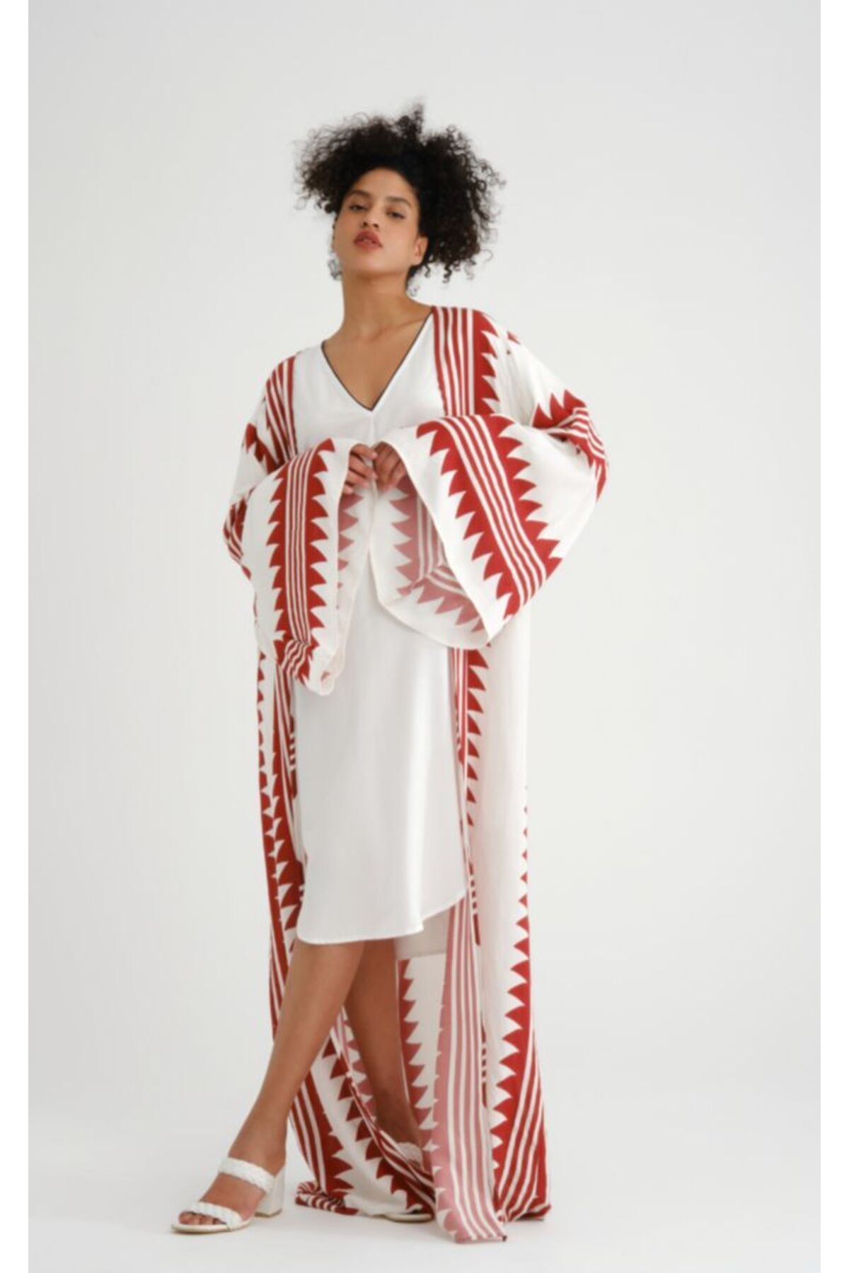 MODAGK Pamuk Kumaş Etnik Desenli Kimono