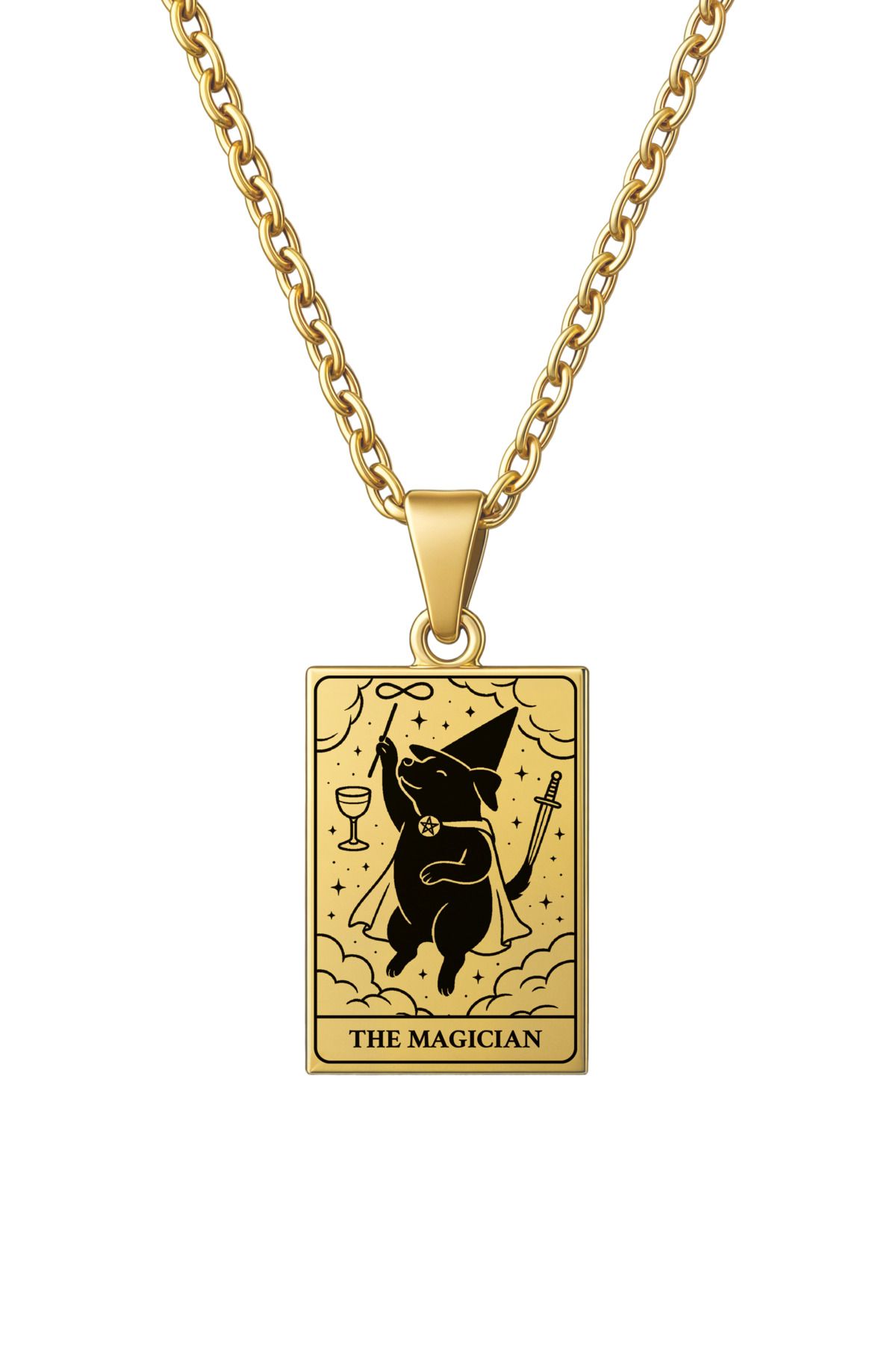 ArtinArt The Magician- Büyücü Köpek Tarot Kart | 316L Çelik Kolye