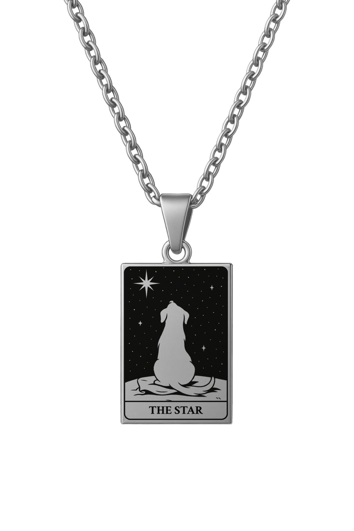 ArtinArt The Star- Yıldız Köpek Tarot Kart | 316L Çelik Kolye