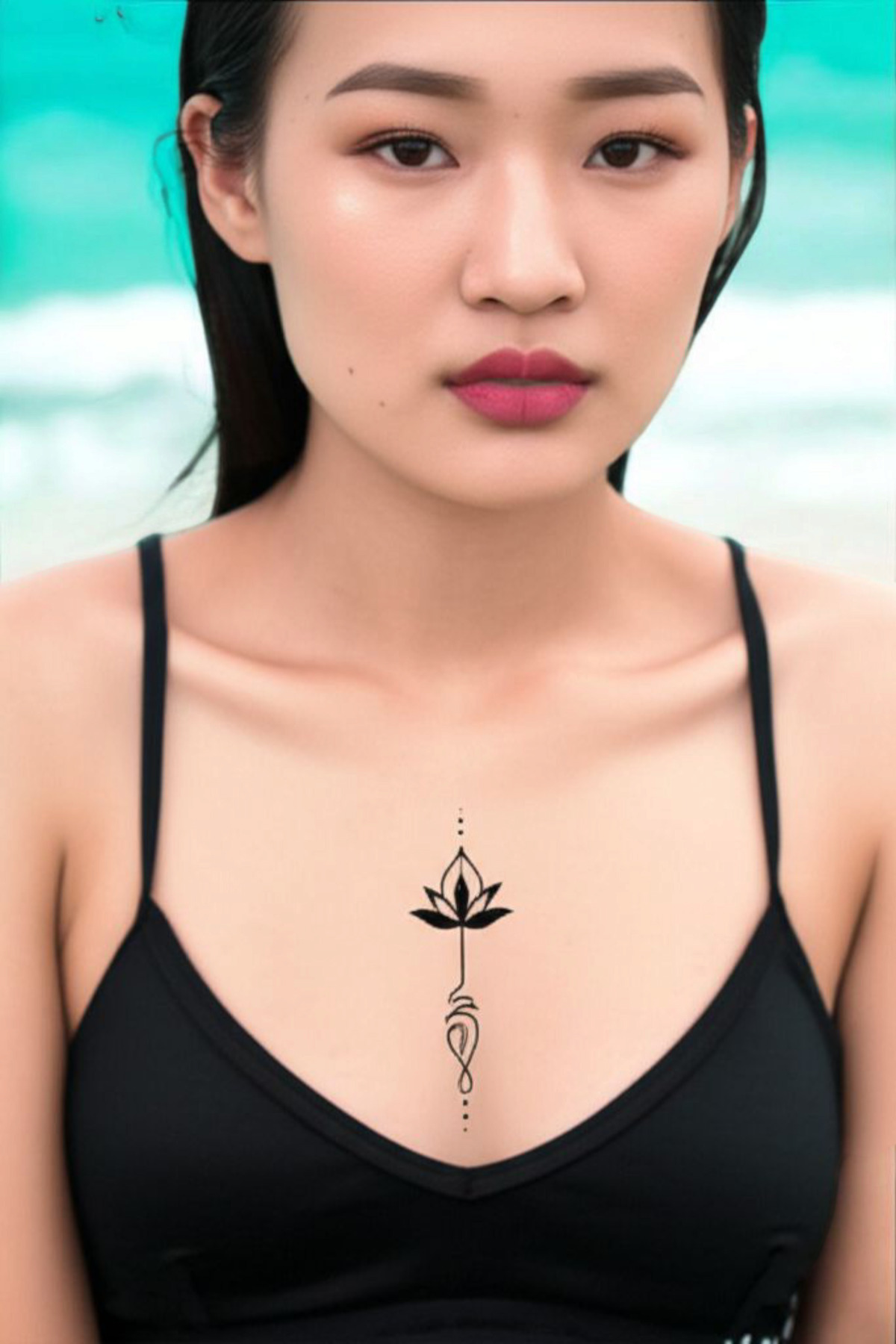 KANİNCHEN Gerçek Dövme Görünümlü Lotus Çiçeği Geçici Dövme Tattoo