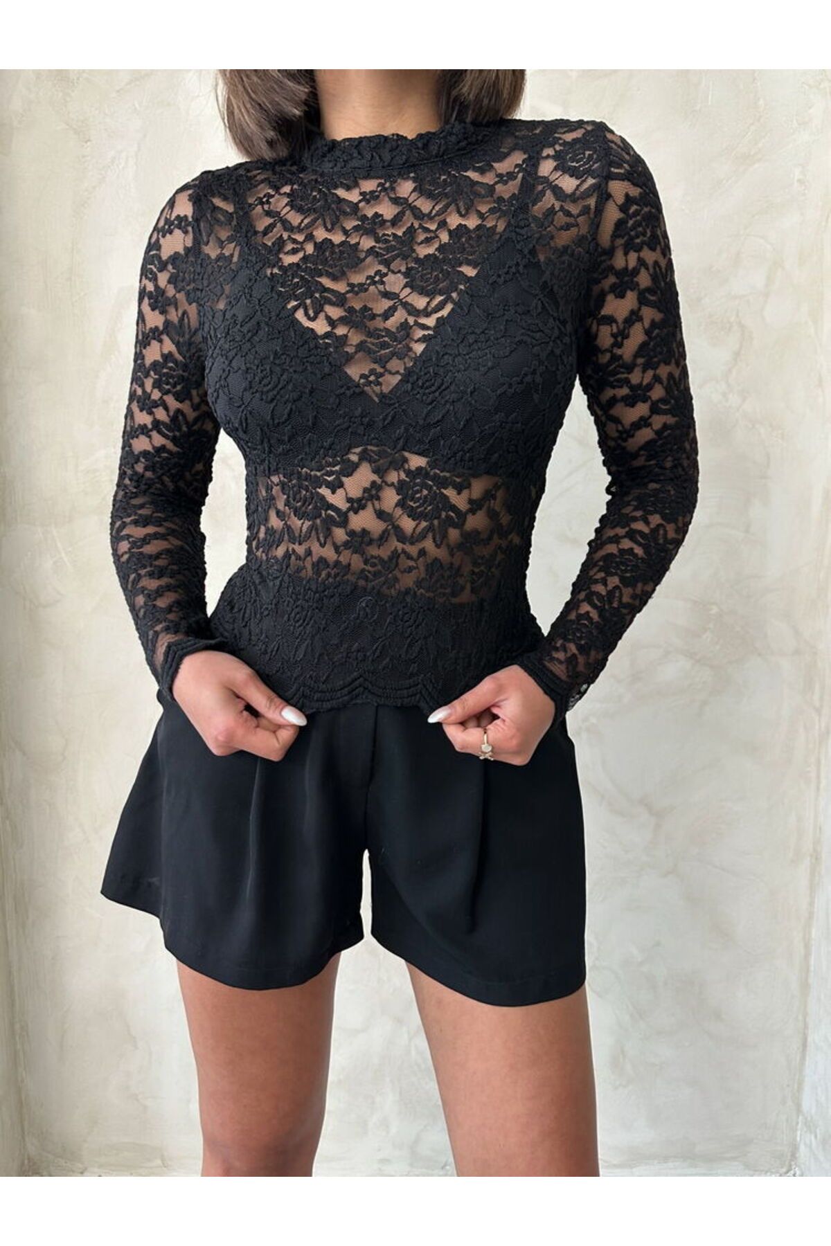 SHOP MY YENİ SİYAH TÜL BLUZ