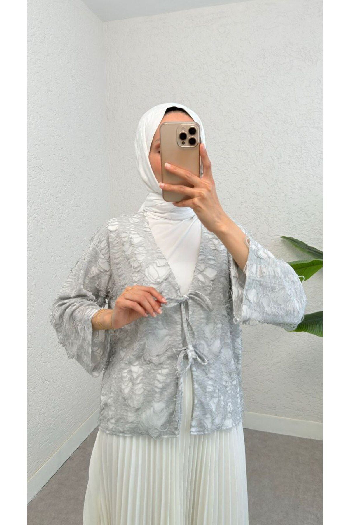 BisuModa SAKALLI JAKAR KUMAŞ BAĞLAMALI KİMONO