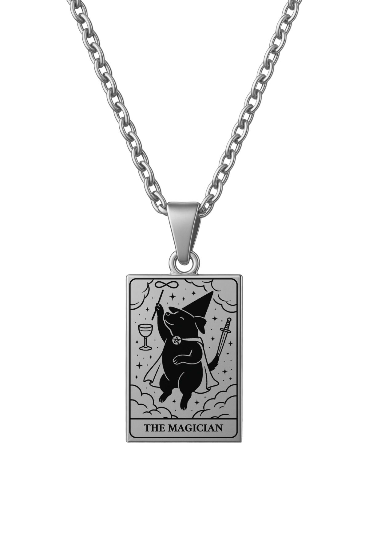 ArtinArt The Magician- Büyücü Köpek Tarot Kart | 316L Çelik Kolye