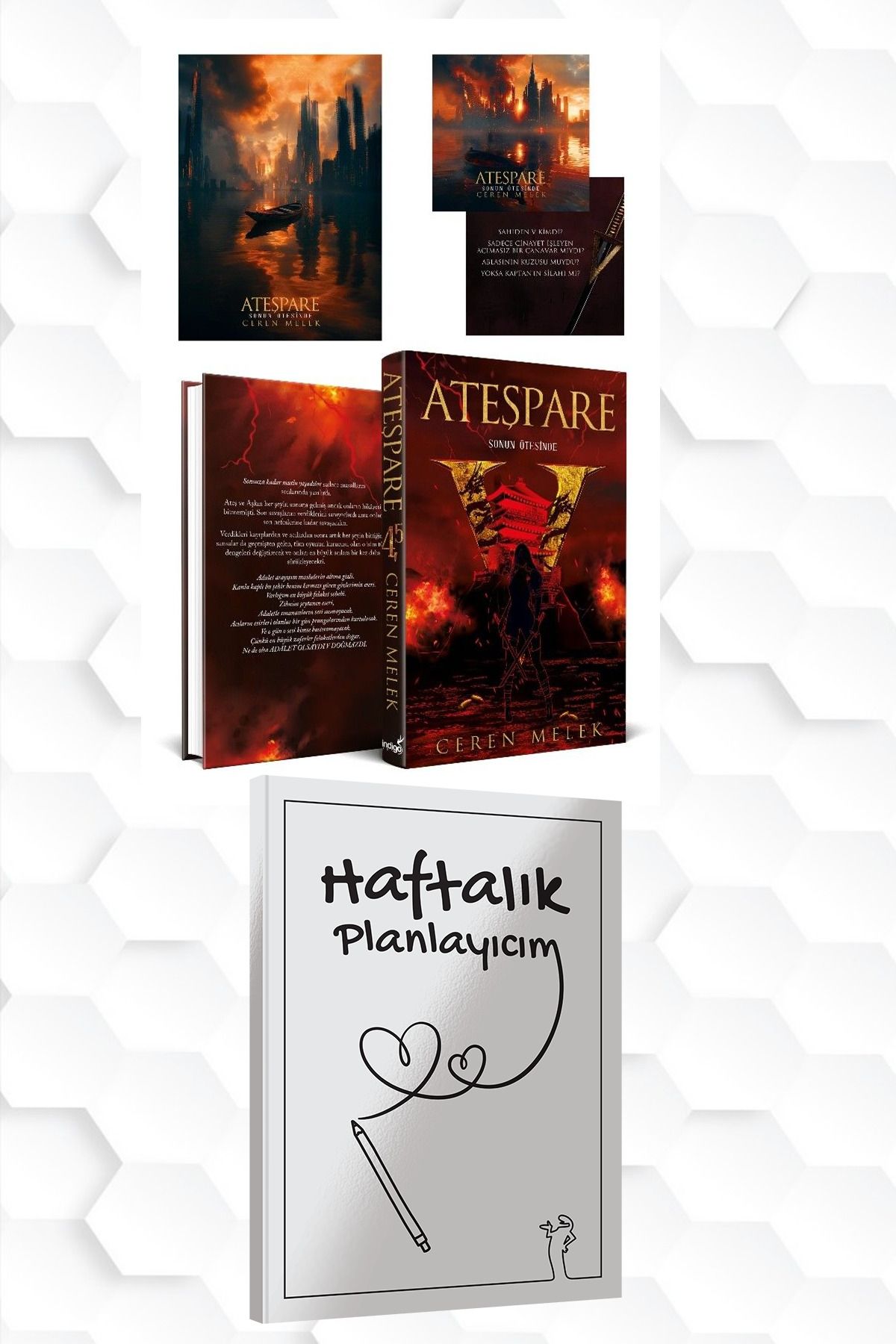 İndigo Kitap CİLTLİ-CEREN MELEK-ATEŞPARE 4,5 +HAFTALIK PLANLAYICIM (52 HAFTA) HEDİYE