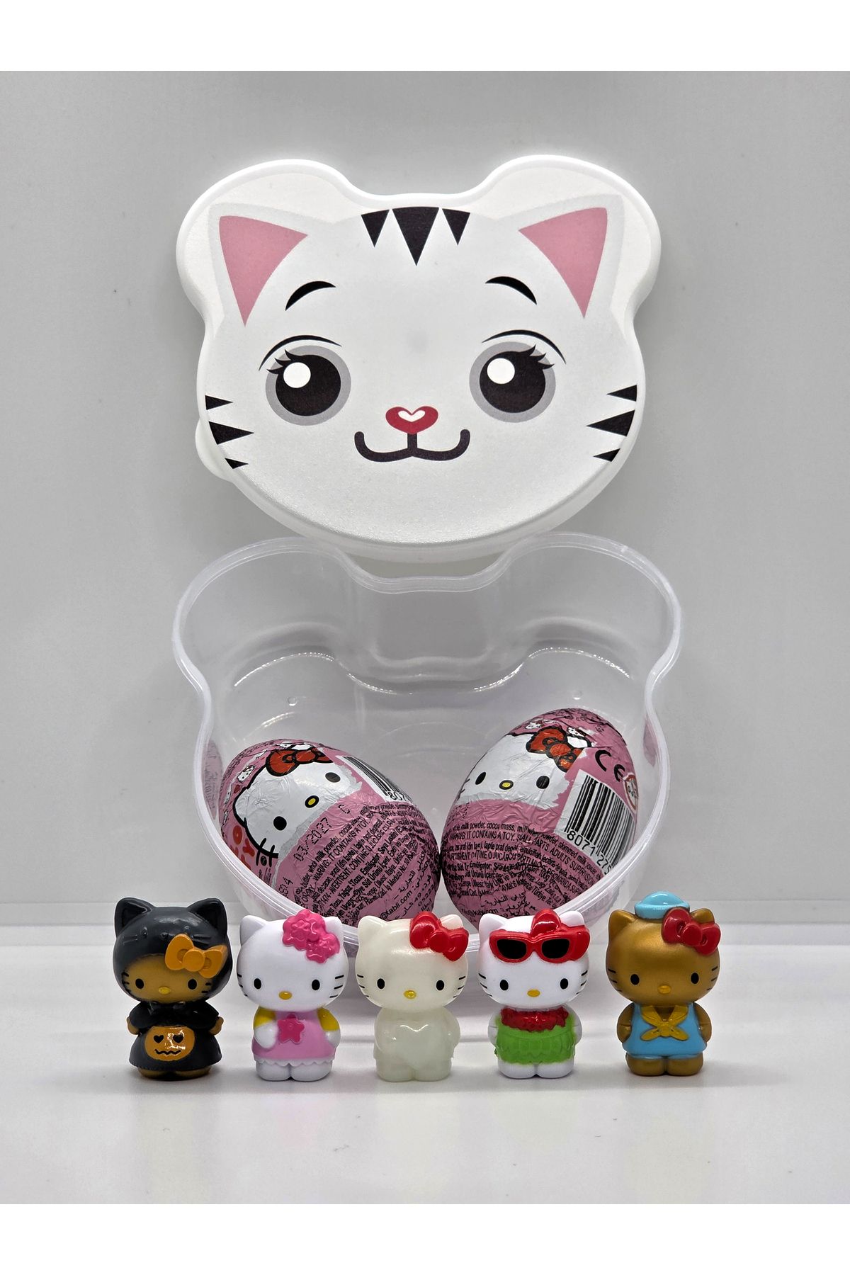 Collectors Store Hello Kitty Glutensiz Çikolatalı Sürpriz Yumurta Figürleri 2 + 5 Adet Açık ( Gece Parlayan )