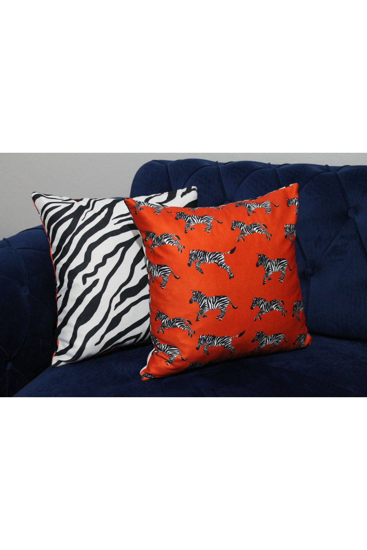 cuboo home Zebra desenli Kırmızı siyah ve beyaz temalı 2 li kırlent kılıfı seti