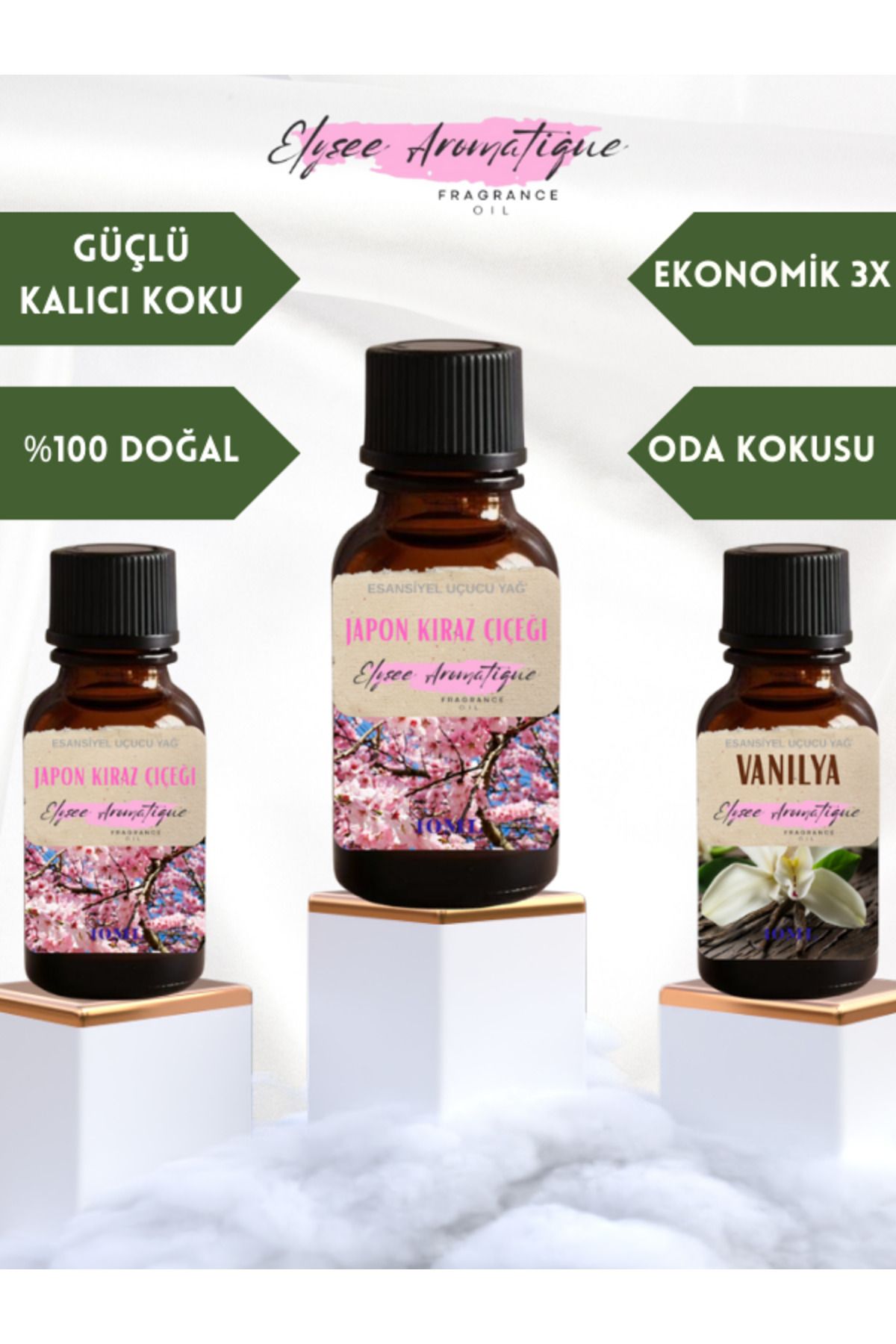 Elysee Aromatique 3'lü Set Esansiyel Uçucu Koku Yağı Difüzör Esansı Buhurdanlık Yağı Aromaterapi Yağı
