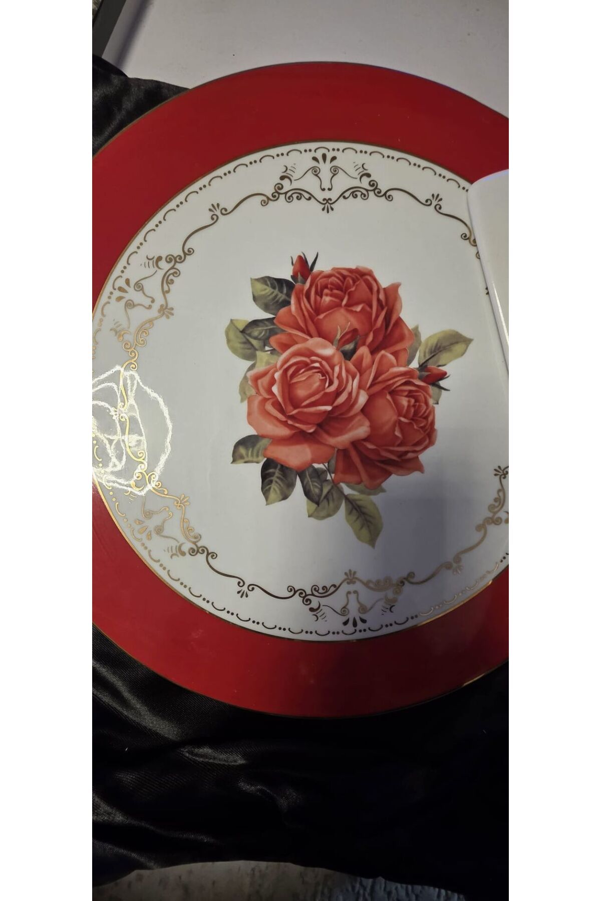 KÜTAHYAMUTFAK Vintage Pasta Kek Sunumlugu Kırmızı 33 cm