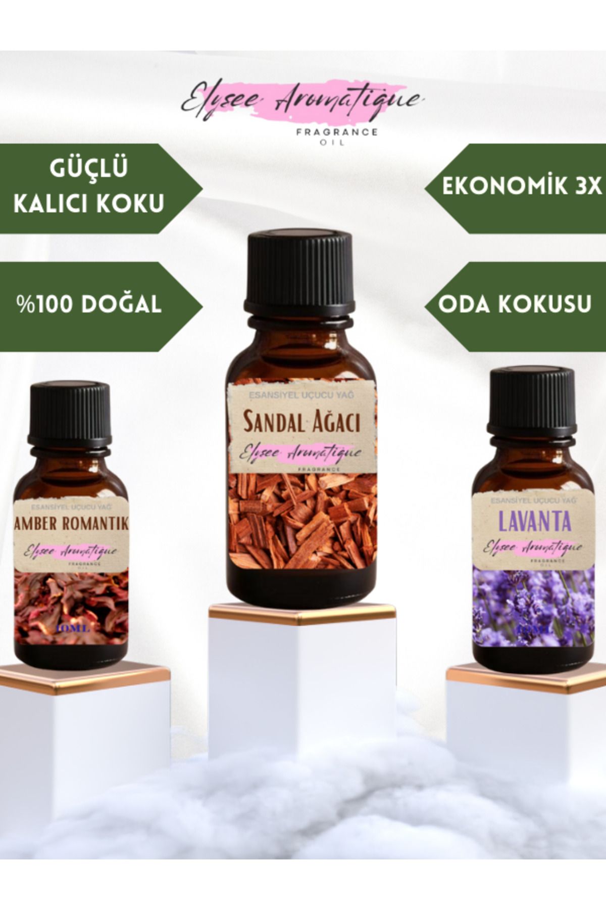 Elysee Aromatique 3'lü Set Esansiyel Uçucu Koku Yağı Difüzör Esansı Buhurdanlık Yağı Aromaterapi Yağı