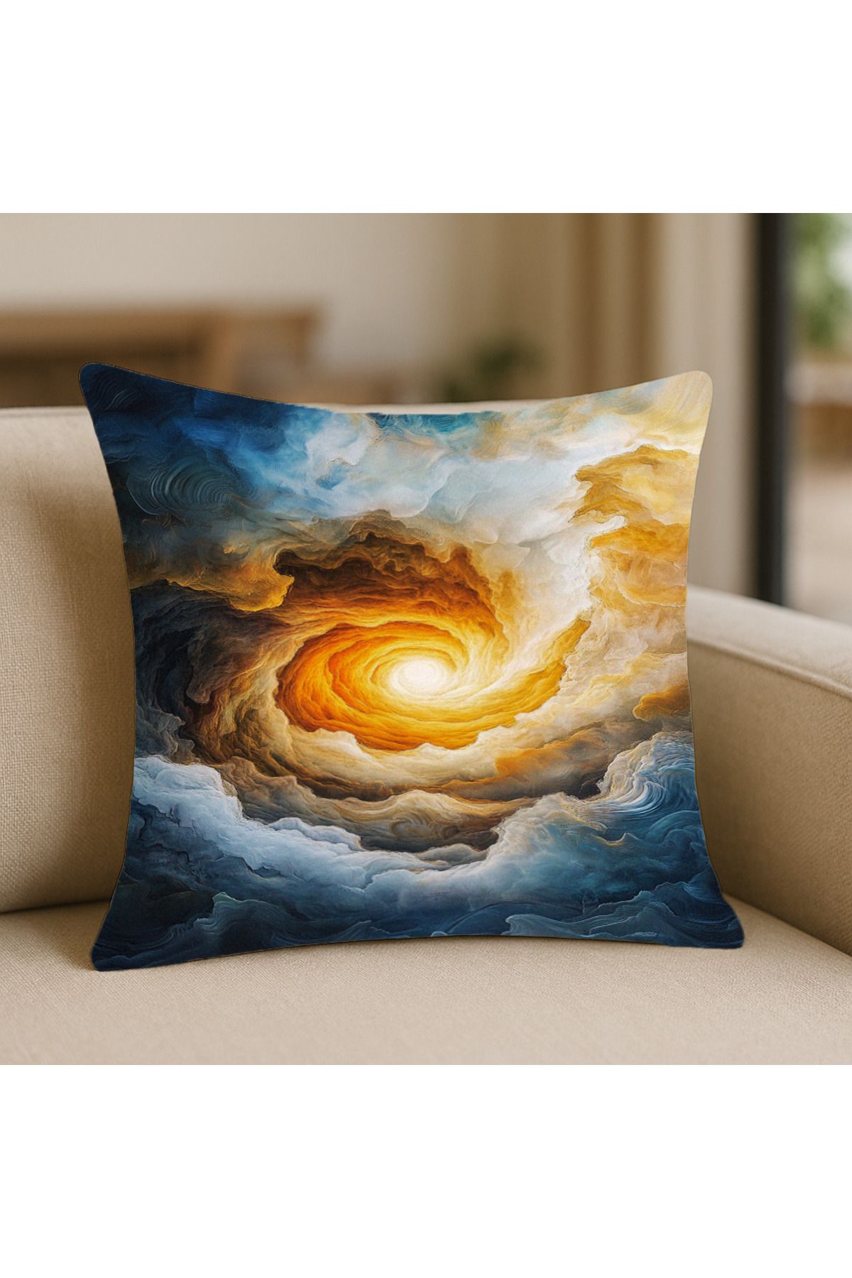 TURKISHRUG KINGDOM Soyut Tarz Turuncu Desenli Kırlent Kılıfı – 43x43 cm, Çift Taraflı, Fermuarlı, Yıkanabilir