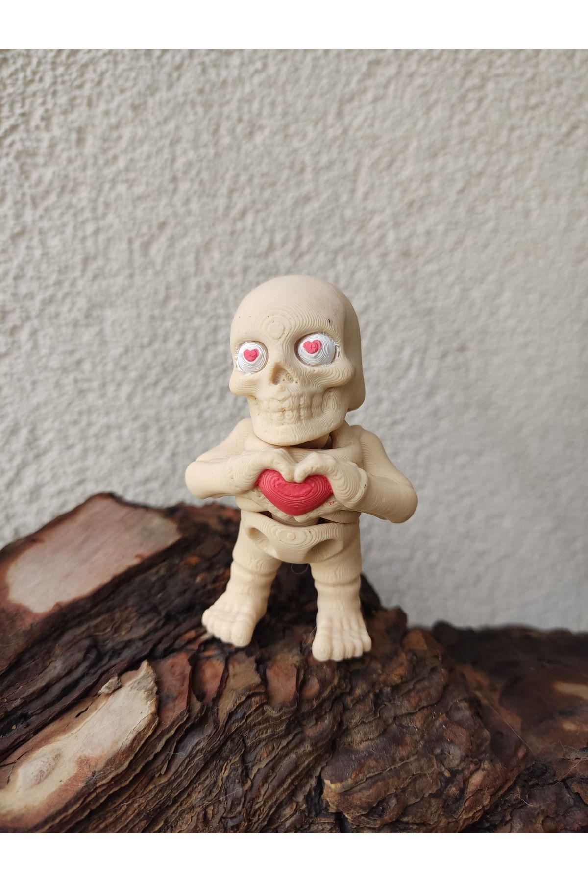 Leylims 3D Aşık İskelet Figürü – Dekoratif Mini Biblo, El Boyaması - Kalpli Sonsuz Sevgi Hediyesi