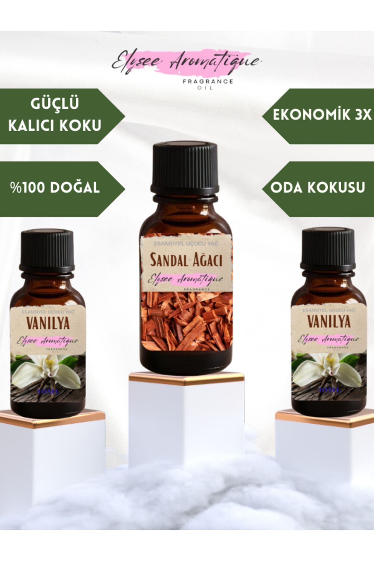 Elysee Aromatique 3'lü Set Esansiyel Uçucu Koku Yağı Difüzör Esansı Buhurdanlık Yağı Aromaterapi Yağı