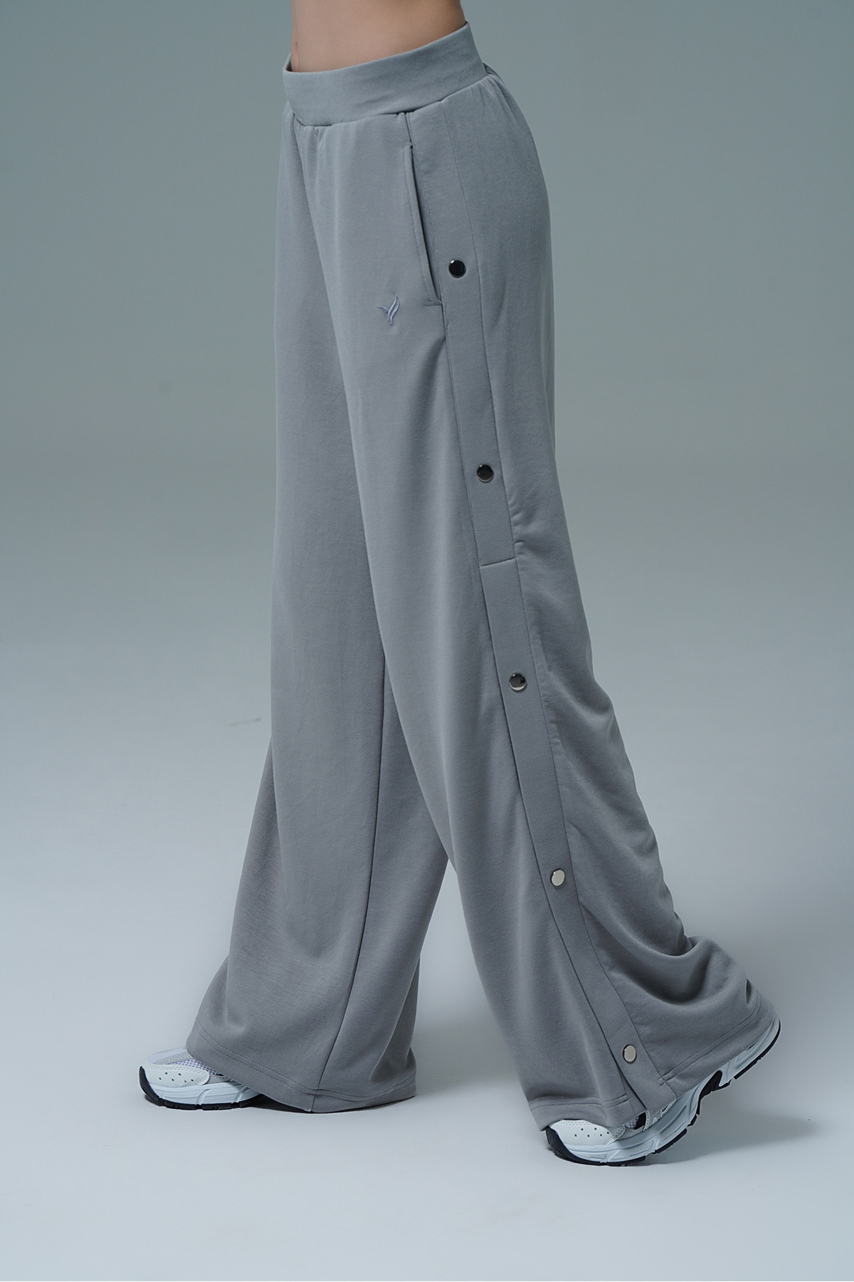 George Phoenix  Soft Touch - Gri Yüksek Bel Modal Kumaşlı Çıtçıtlı Kadın Palazzo Bol Paç - Görsel 5