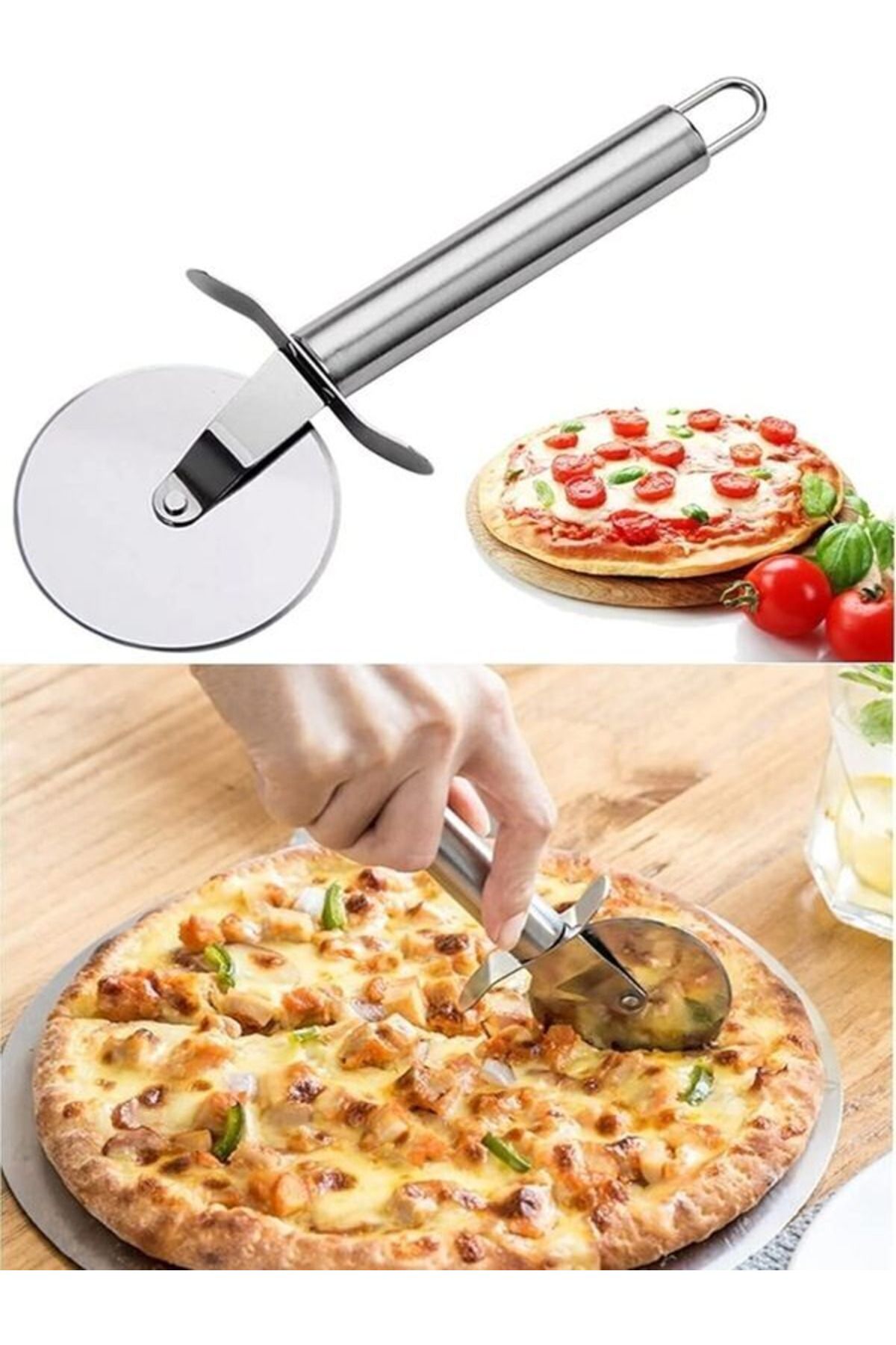 Emal Home Çelik Pizza Dilimleyici Hamur Kesici ruleti