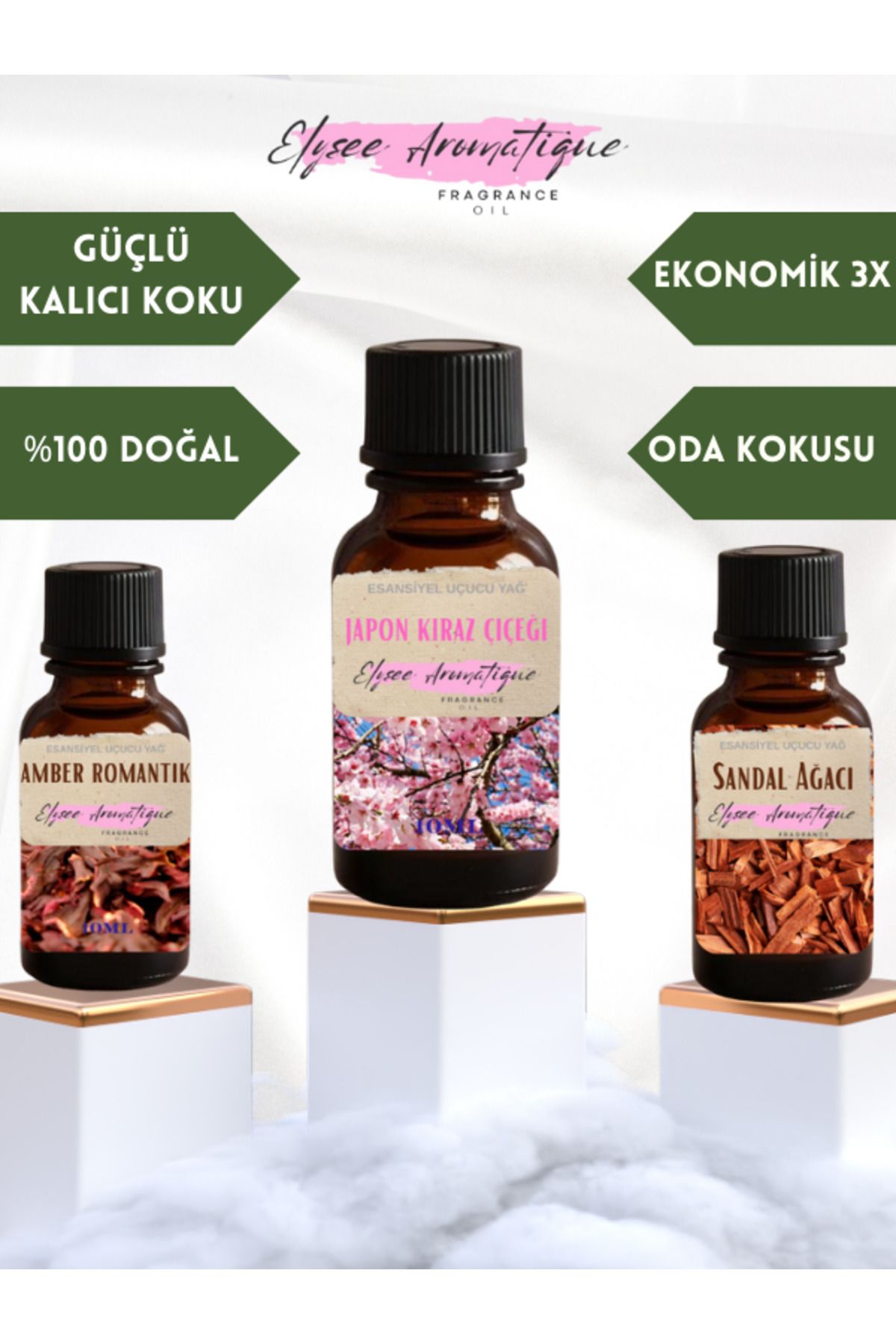 Elysee Aromatique 3'lü Set Esansiyel Uçucu Koku Yağı Difüzör Esansı Buhurdanlık Yağı Aromaterapi Yağı