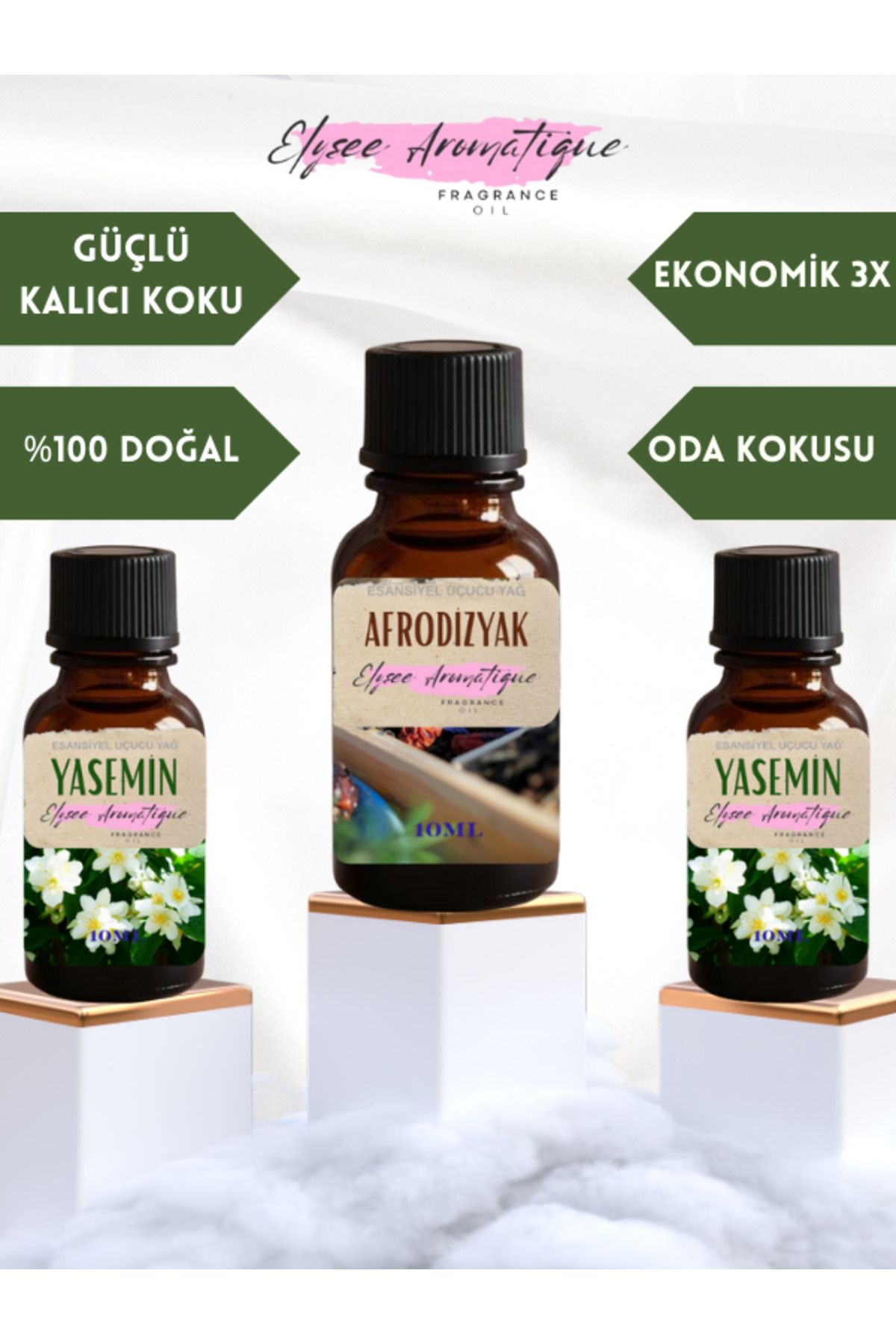 Elysee Aromatique 3'lü Set Esansiyel Uçucu Koku Yağı Difüzör Esansı Buhurdanlık Yağı Aromaterapi Yağı