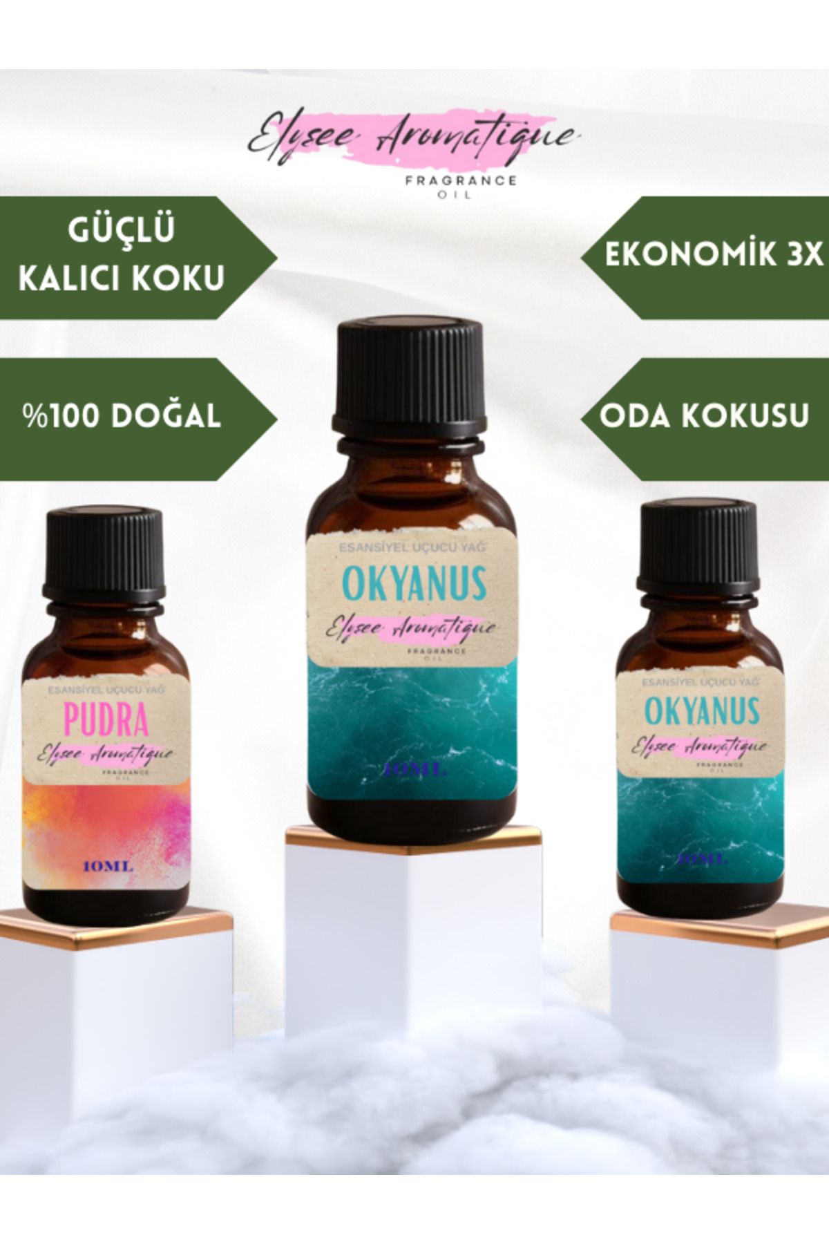 Elysee Aromatique 3'lü Set Esansiyel Uçucu Koku Yağı Difüzör Esansı Buhurdanlık Yağı Aromaterapi Yağı
