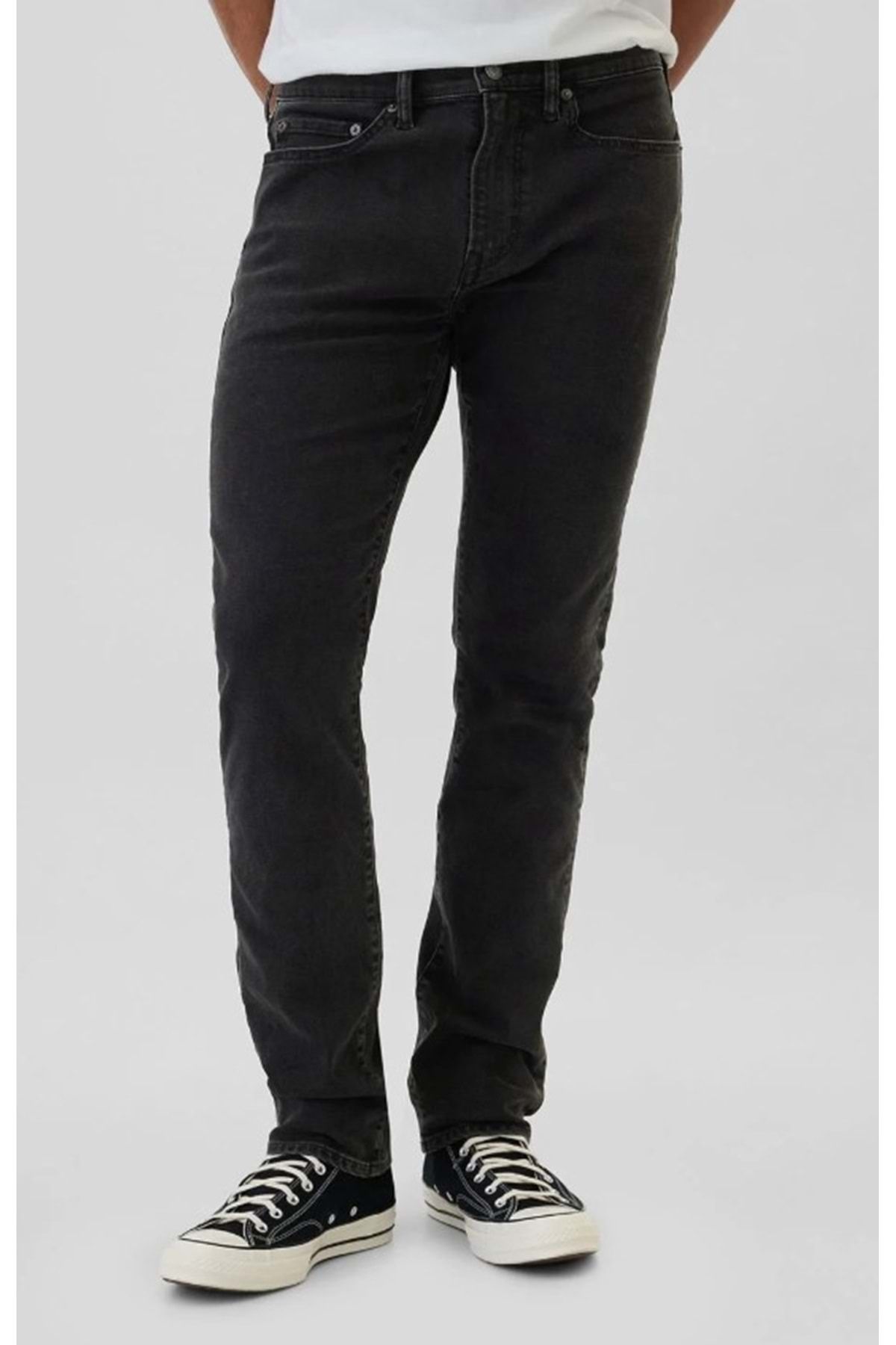 GAP V-Relaxed Fıt Supersoft Dk Watts Slim Jean Pantolon Dar Kalıp Erkek Kot Pantolon SİYAH