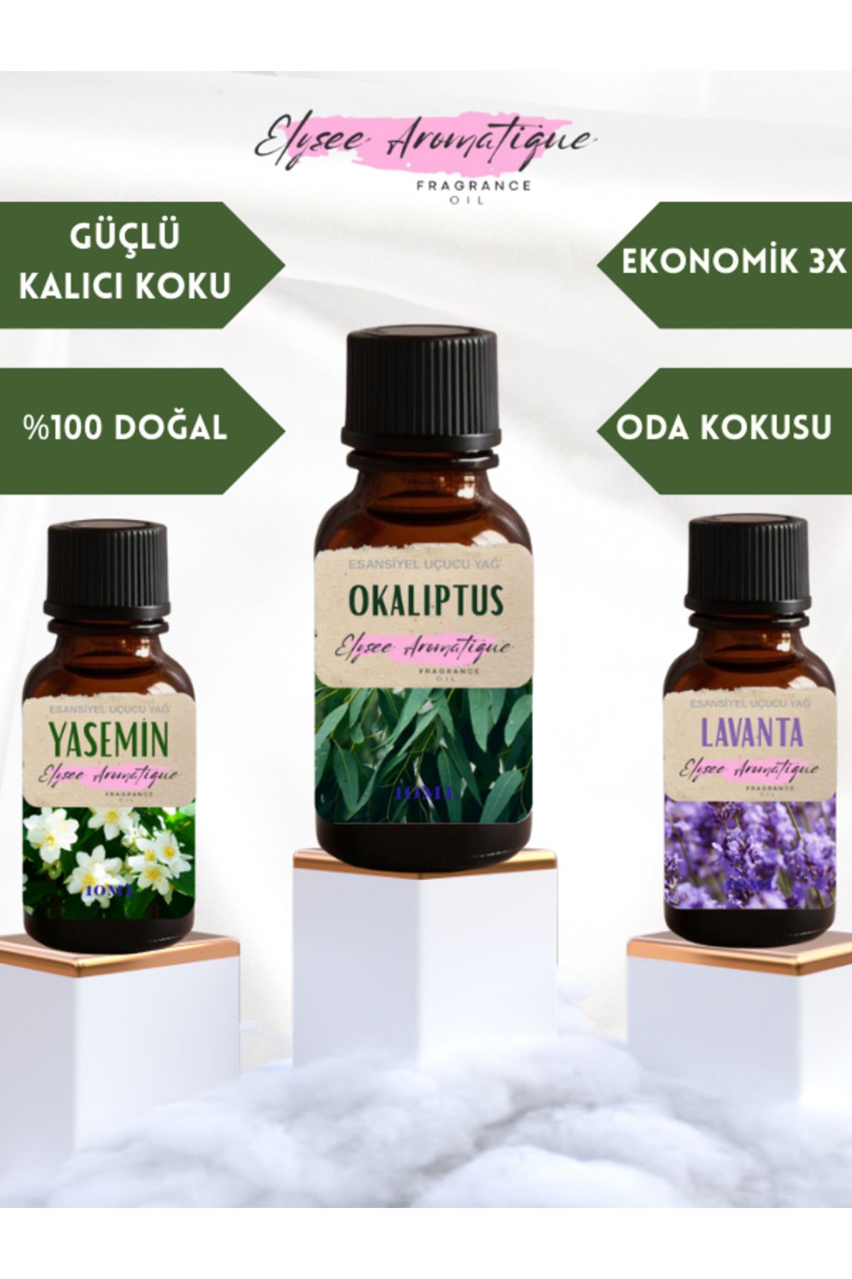 Elysee Aromatique 3'lü Set Esansiyel Uçucu Koku Yağı Difüzör Esansı Buhurdanlık Yağı Aromaterapi Yağı