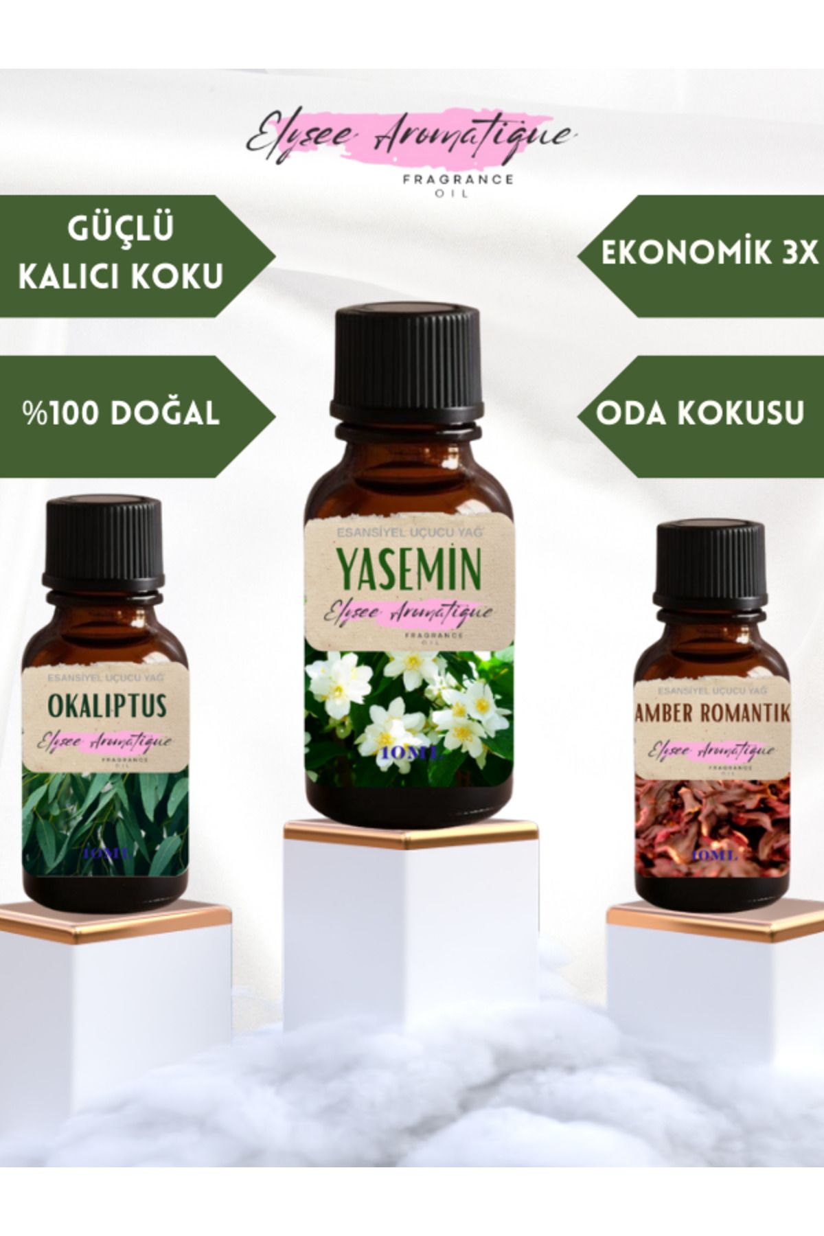 Elysee Aromatique 3'lü Set Esansiyel Uçucu Koku Yağı Difüzör Esansı Buhurdanlık Yağı Aromaterapi Yağı