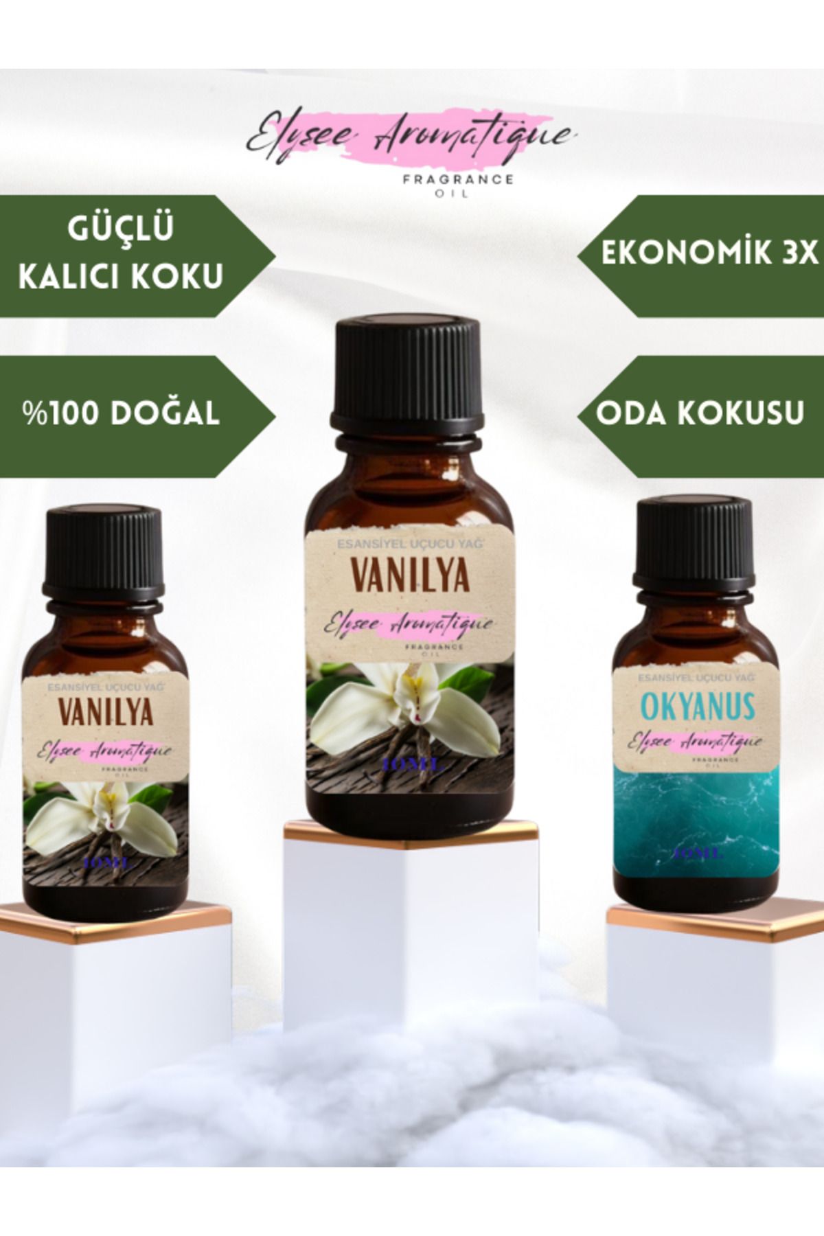 Elysee Aromatique 3'lü Set Esansiyel Uçucu Koku Yağı Difüzör Esansı Buhurdanlık Yağı Aromaterapi Yağı