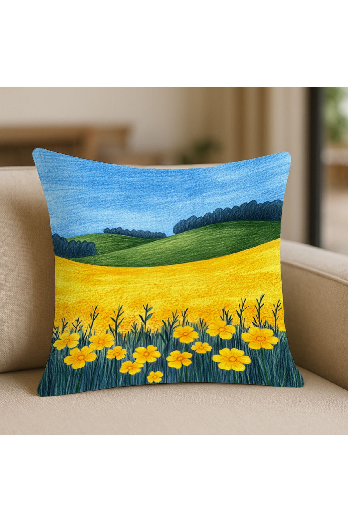 TURKISHRUG KINGDOM Bohem Tarz Kırmızı Desenli Kırlent Kılıfı – 43x43 cm, Çift Taraflı, Fermuarlı, Yıkanabilir