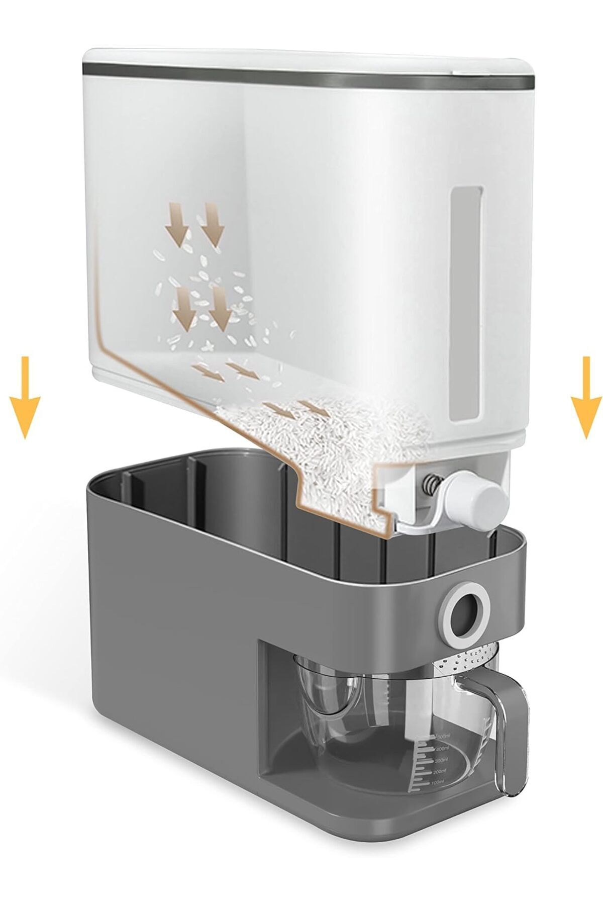 موزع حبوب سعة 8 لتر مع كوب قياس، درج واحد، مقاوم للرطوبة لتخزين الأرز و حبوب كورن فليكس