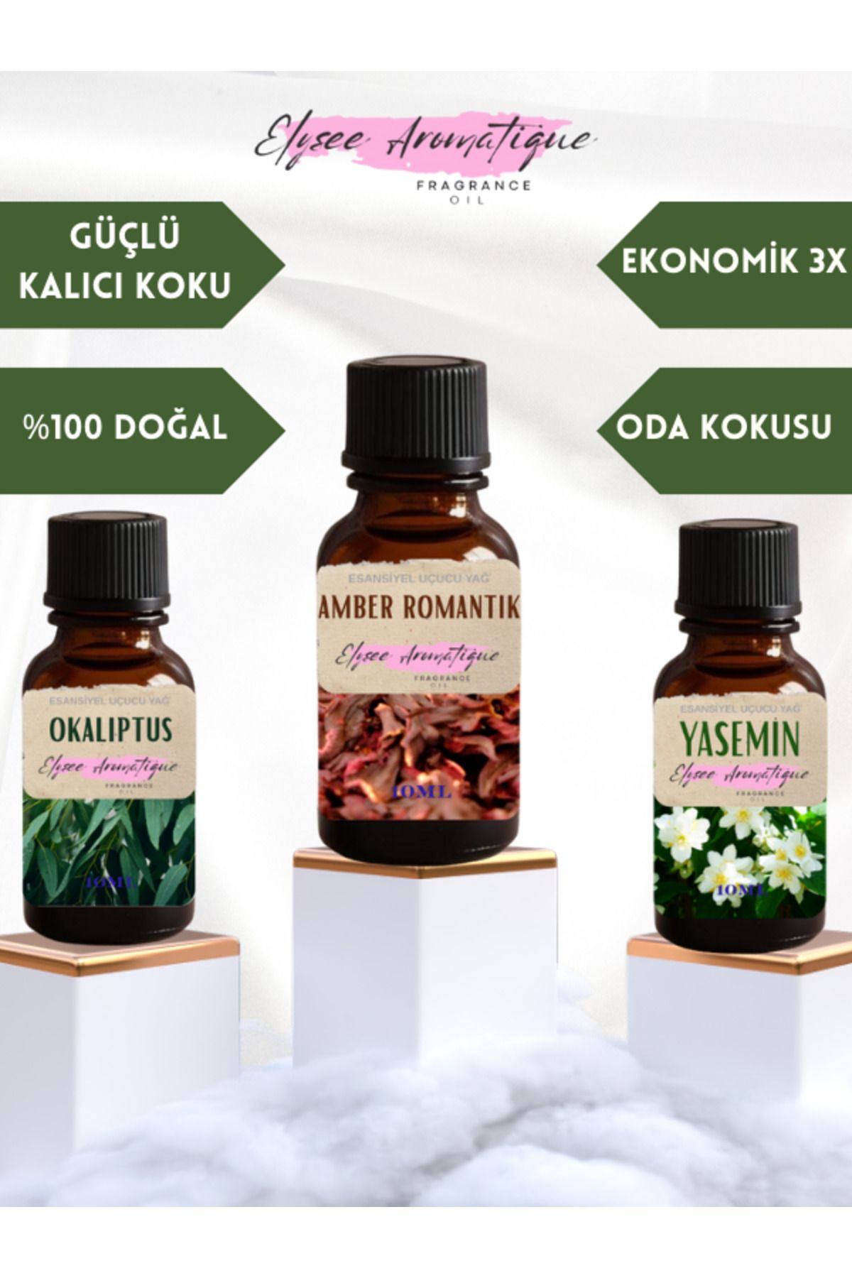 Elysee Aromatique 3'lü Set Esansiyel Uçucu Koku Yağı Difüzör Esansı Buhurdanlık Yağı Aromaterapi Yağı