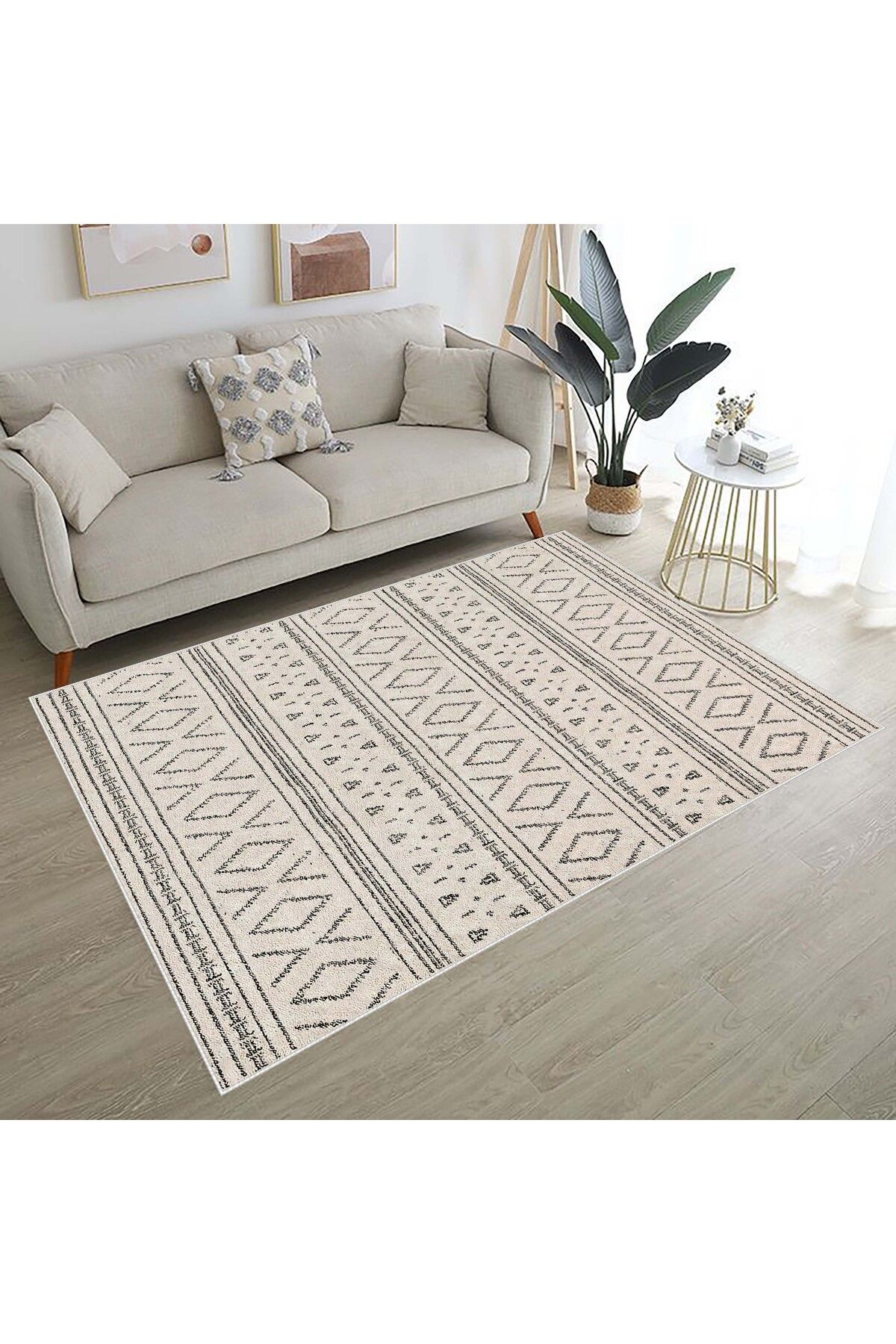 VELLORA HOME Etnik Yıkanabilir Dijital Baskılı Yolluk Halı Kaymaz Tabanlı Doha