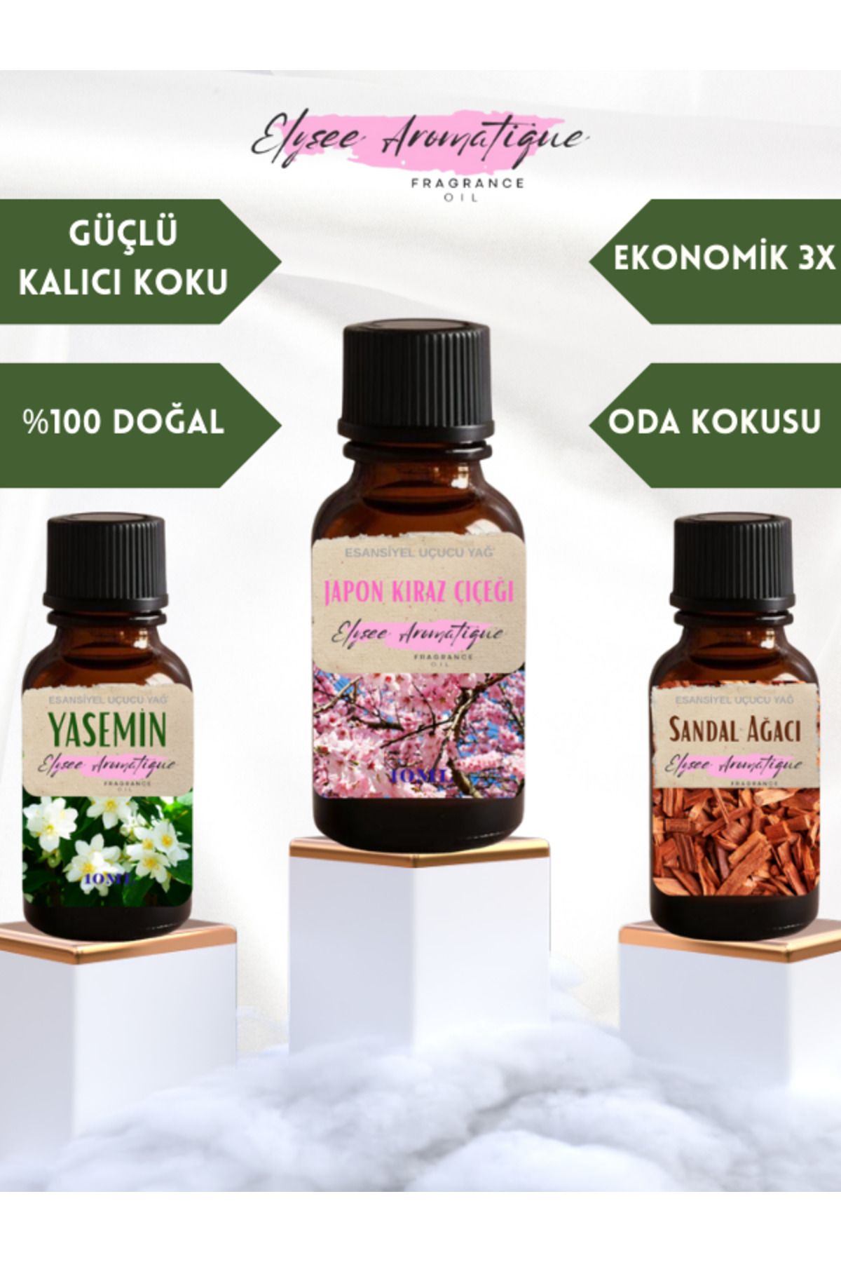 Elysee Aromatique 3'lü Set Esansiyel Uçucu Koku Yağı Difüzör Esansı Buhurdanlık Yağı Aromaterapi Yağı