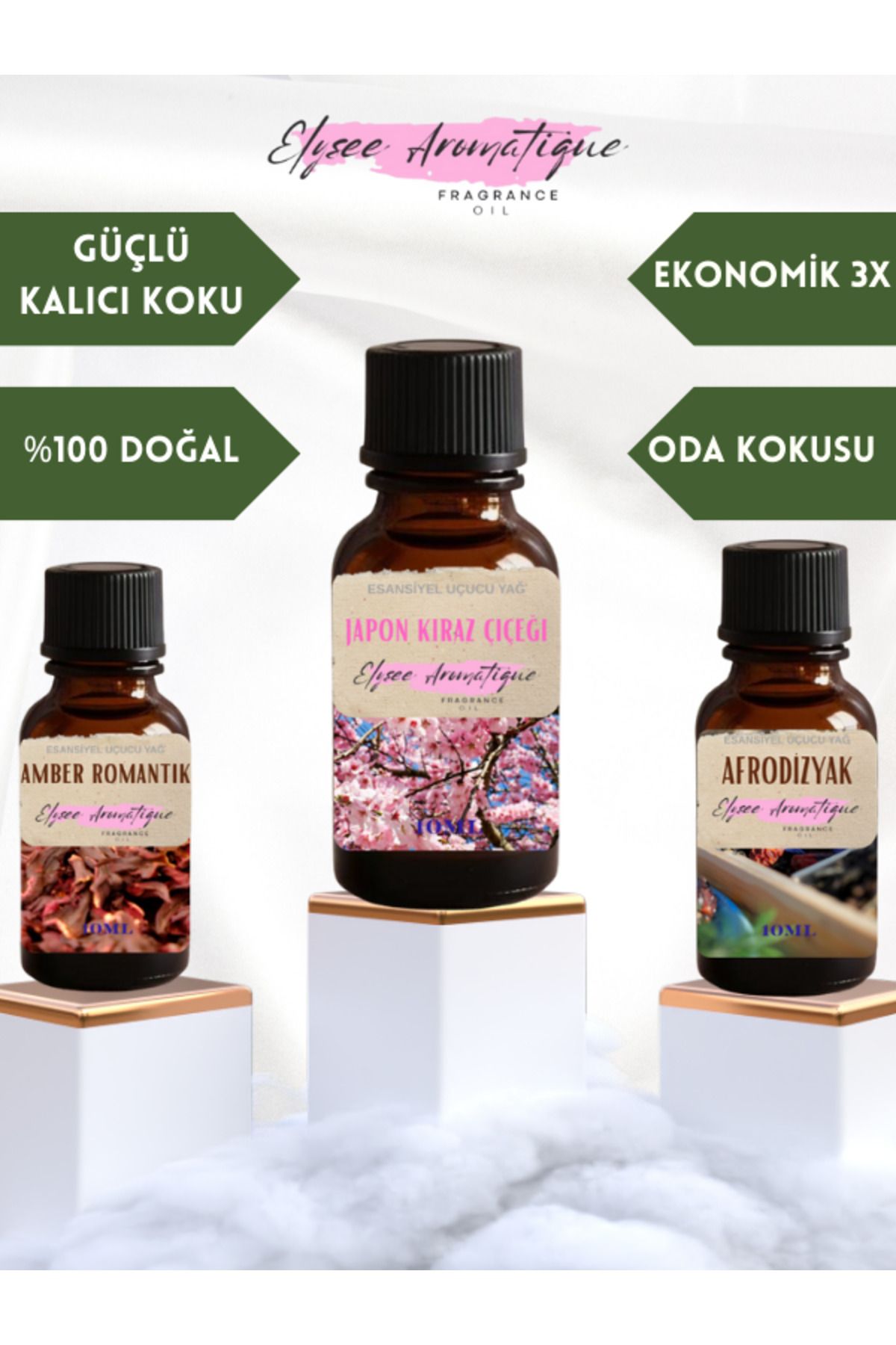 Elysee Aromatique 3'lü Set Esansiyel Uçucu Koku Yağı Difüzör Esansı Buhurdanlık Yağı Aromaterapi Yağı