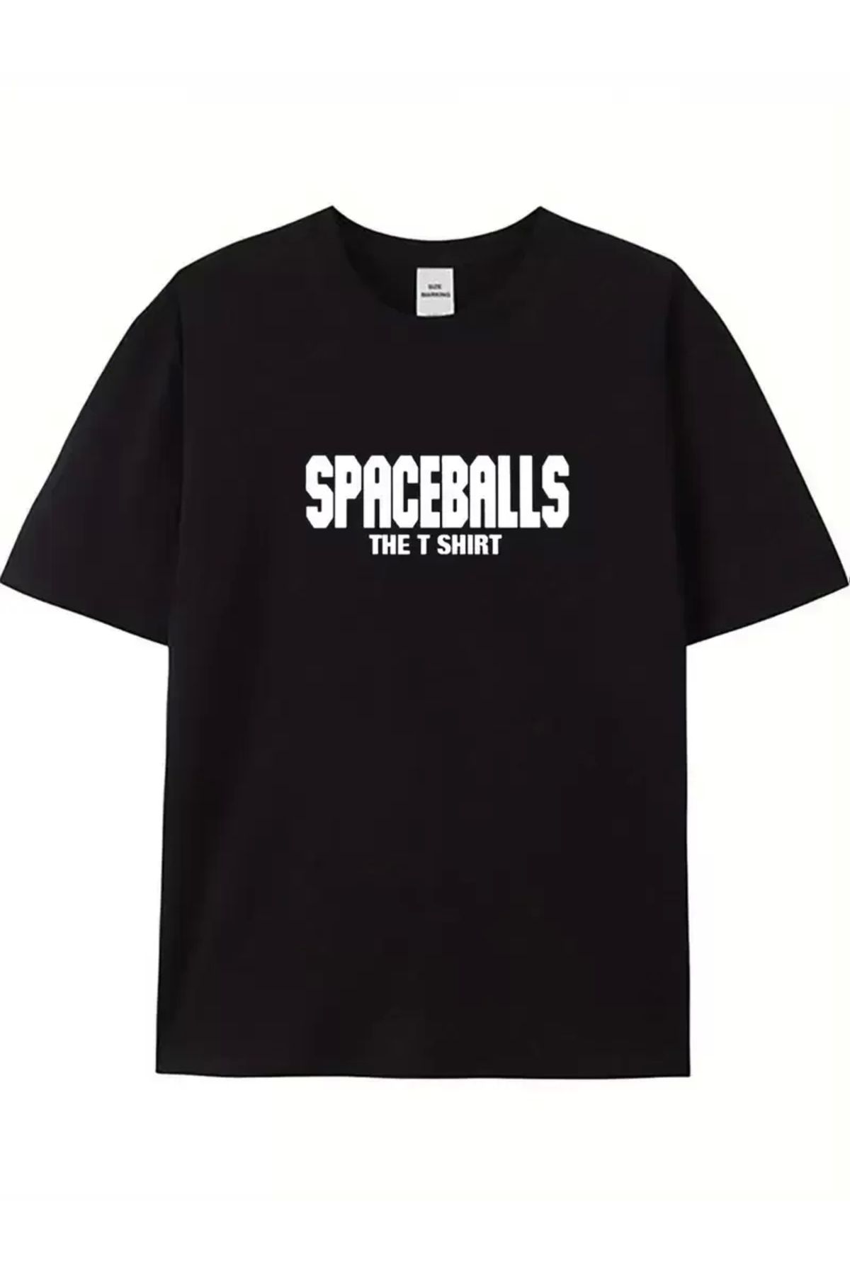 AE Stil 20/1 Penye Compack SPACEBALLS Erkek Baskılı Oversize Bisiklet Yaka Kısa Kol Yazlık T-shirt - Siyah