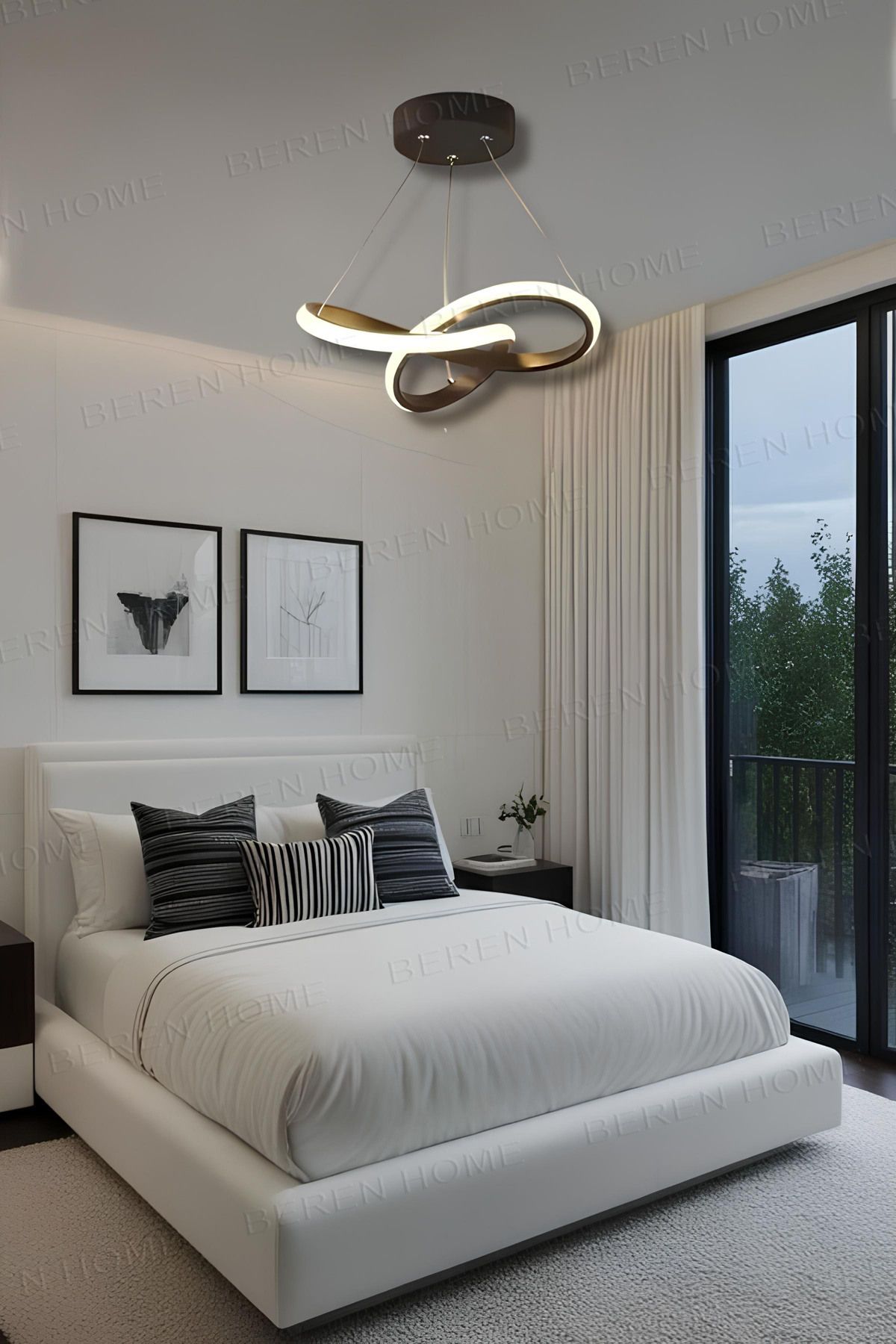BEREN HOME Quin Black Tek Renk Modern Sarkıt Led Avize