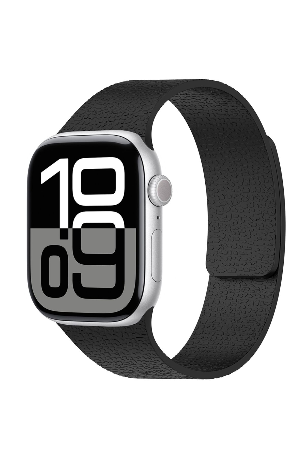 Strap U Apple Watch 2/3/4/5/6/7/8/9/se 38/40/41 mm Seri 10 42mm Uyumlu Kabartma Desenli Silikon Kordon Kayış