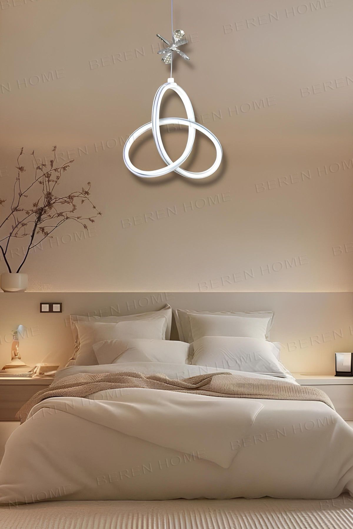 BEREN HOME Melis White Chrome Tek Renk Modern Sarkıt Led Avize