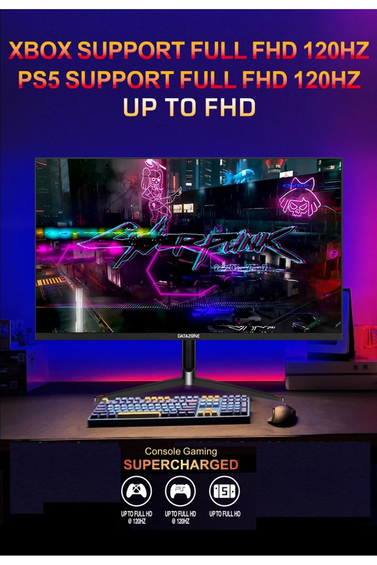 Datazone-24" Gaming PS5 Monitor, FHD IPS, 1ms 165Hz, G-Sync/FreeSync, HDR, HDMI/DP/USB, Speakers, Black 5