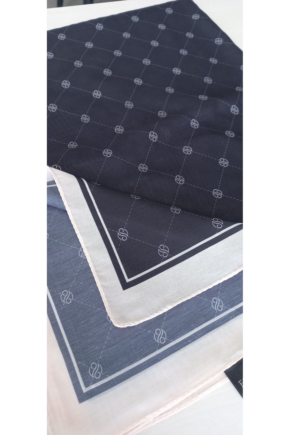 efruz PAMUK SOFT MONOGRAM ŞAL SIYAH BEYAZ